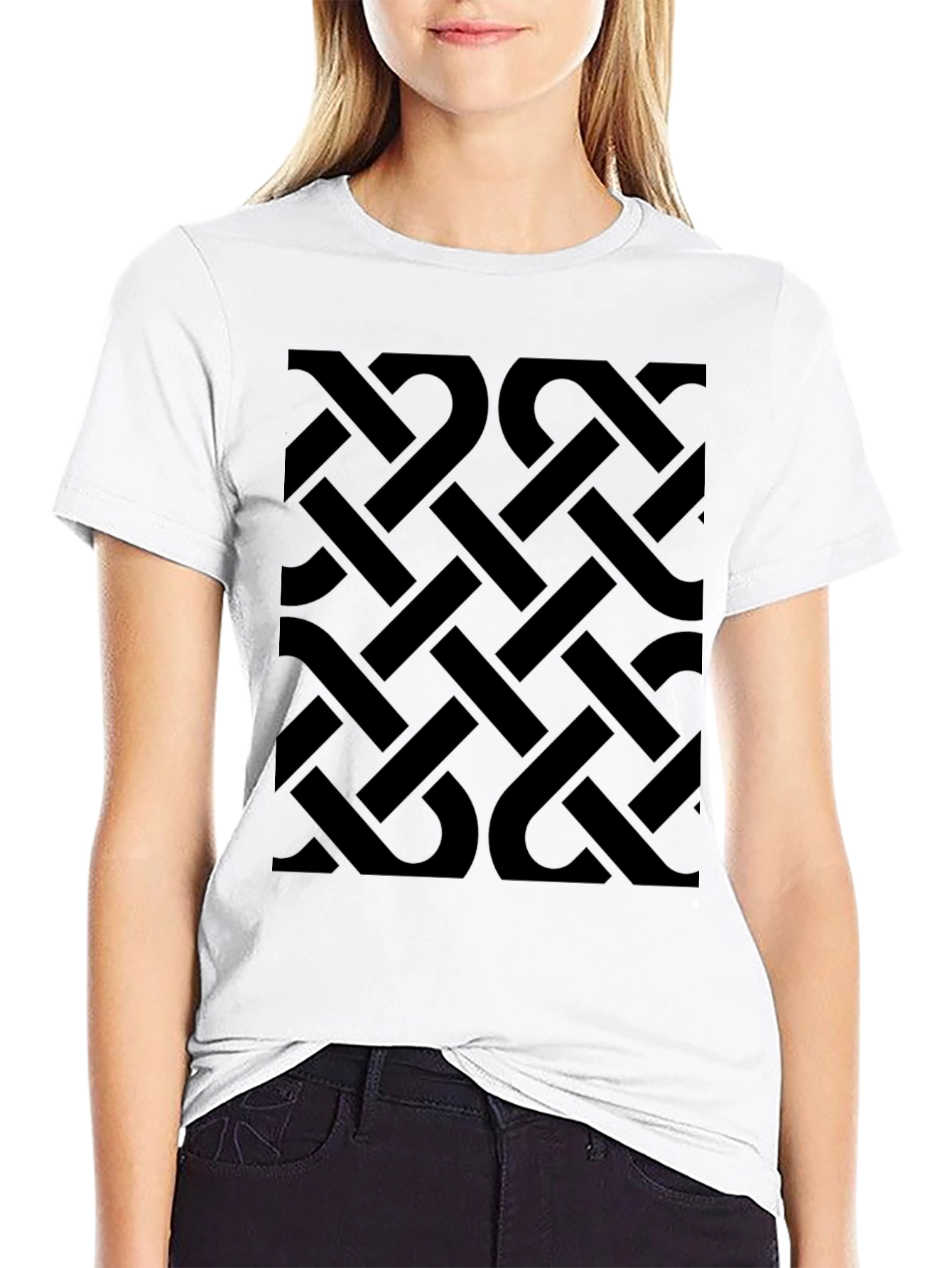 Geometric Patterned Mens Black T-Shirt