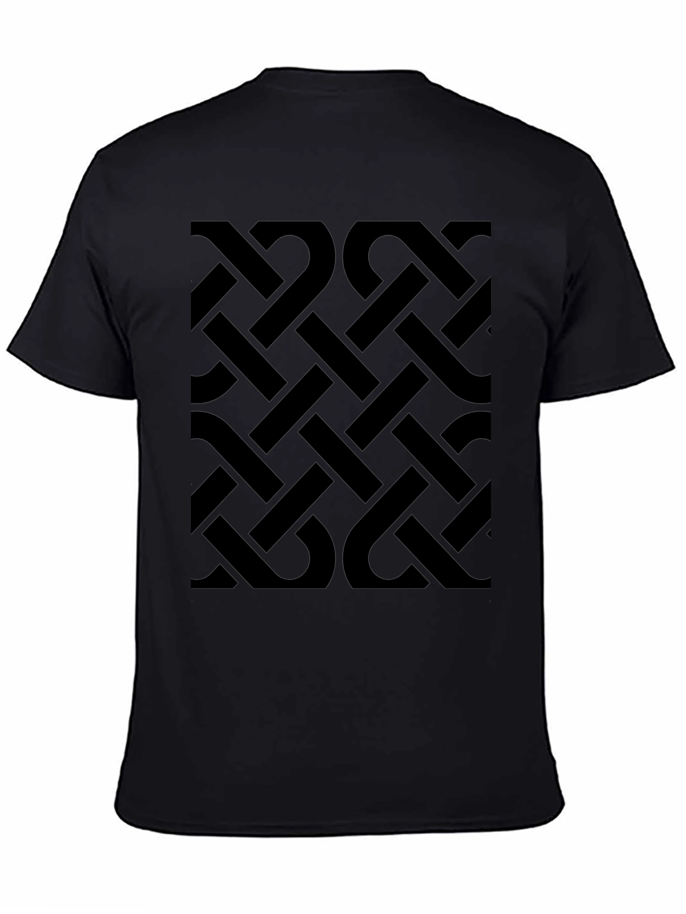 Geometric Patterned Mens Black T-Shirt