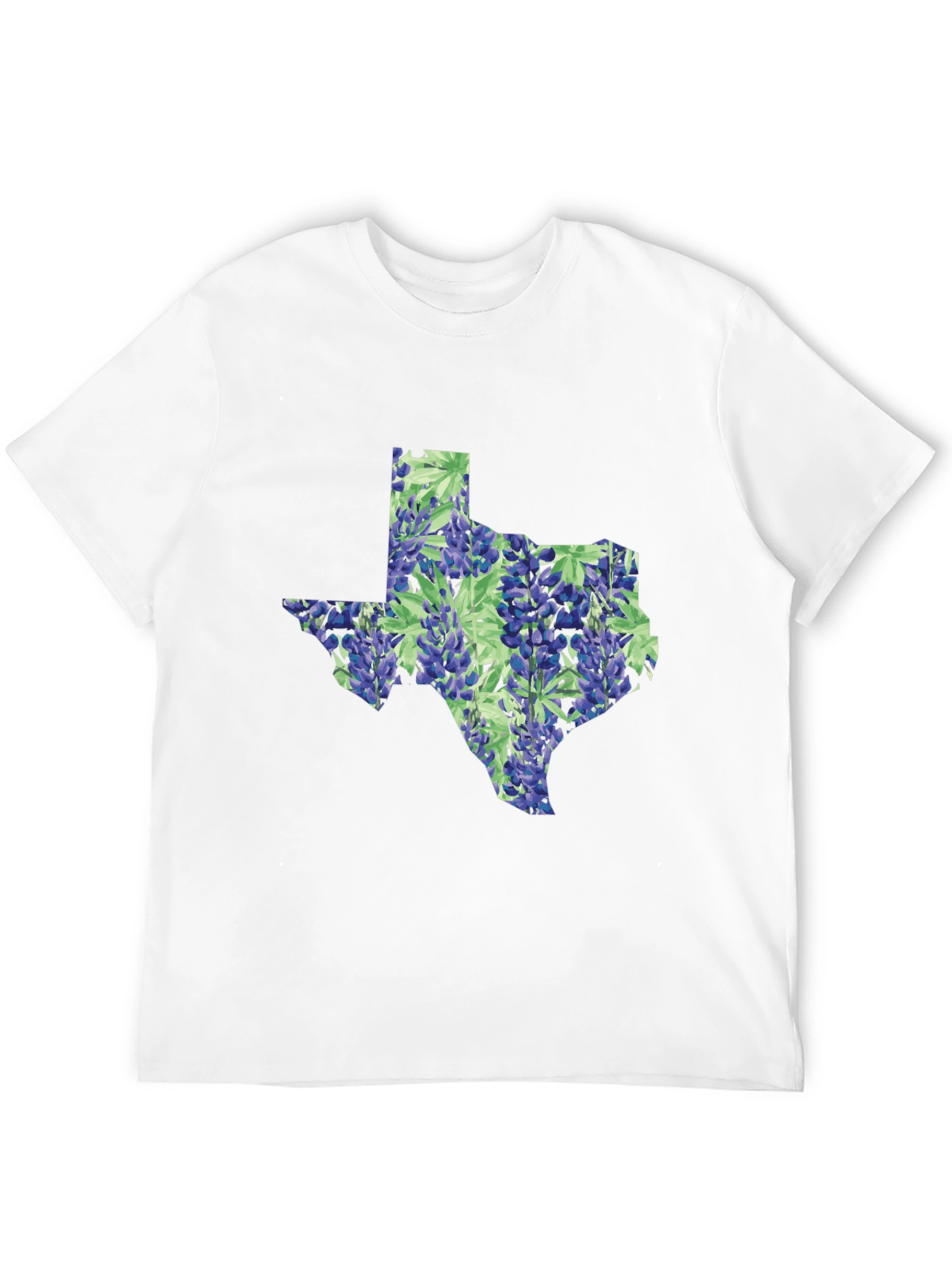 Texas Bluebonnet State Map Black T-Shirt