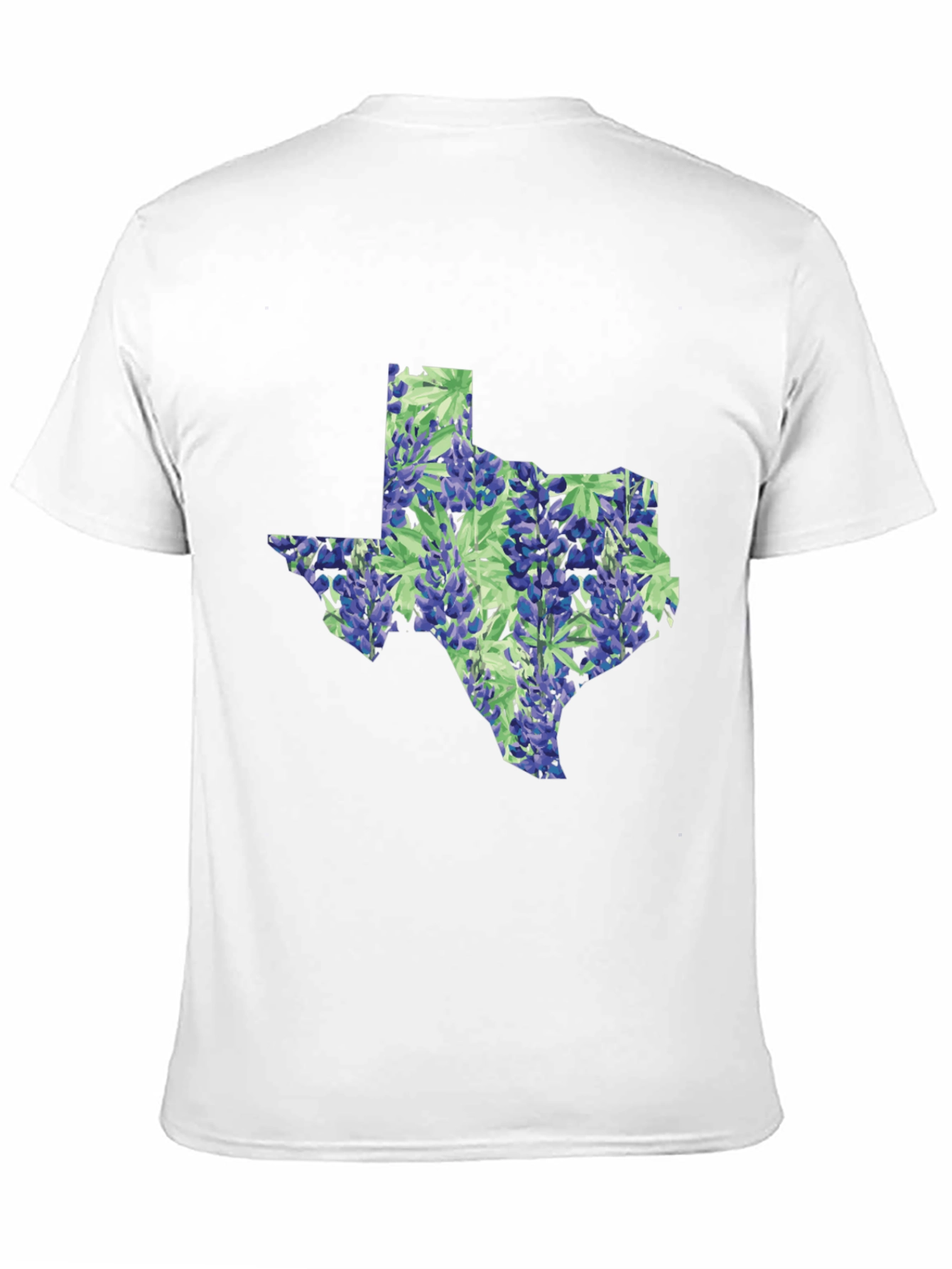 Texas Bluebonnet State Map Black T-Shirt