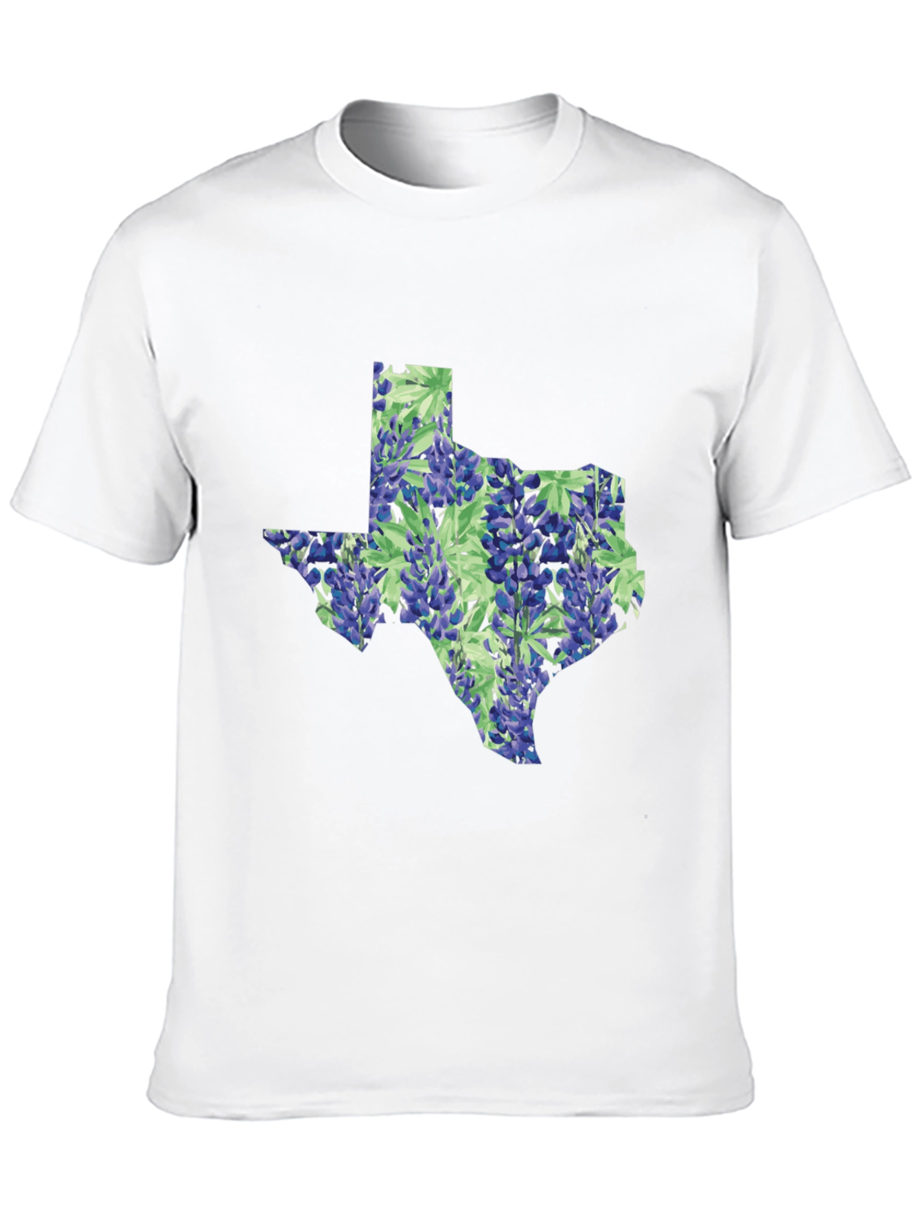 Texas Bluebonnet State Map Black T-Shirt