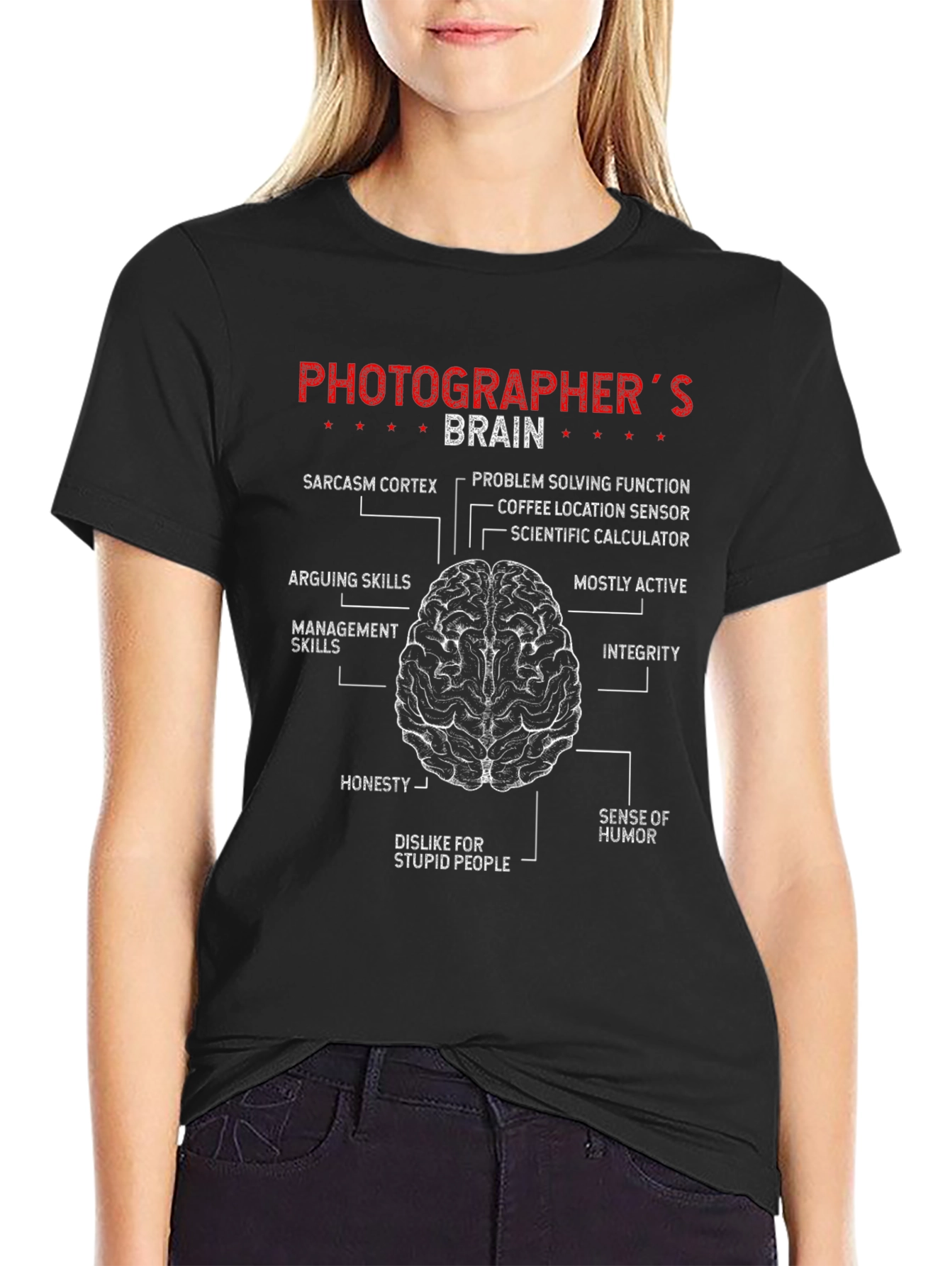 Photographers Brain Black Graphic T-Shirt