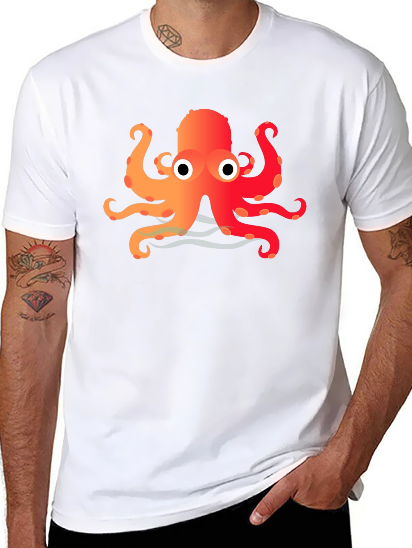 Cartoon Octopus Graphic Black T-Shirt