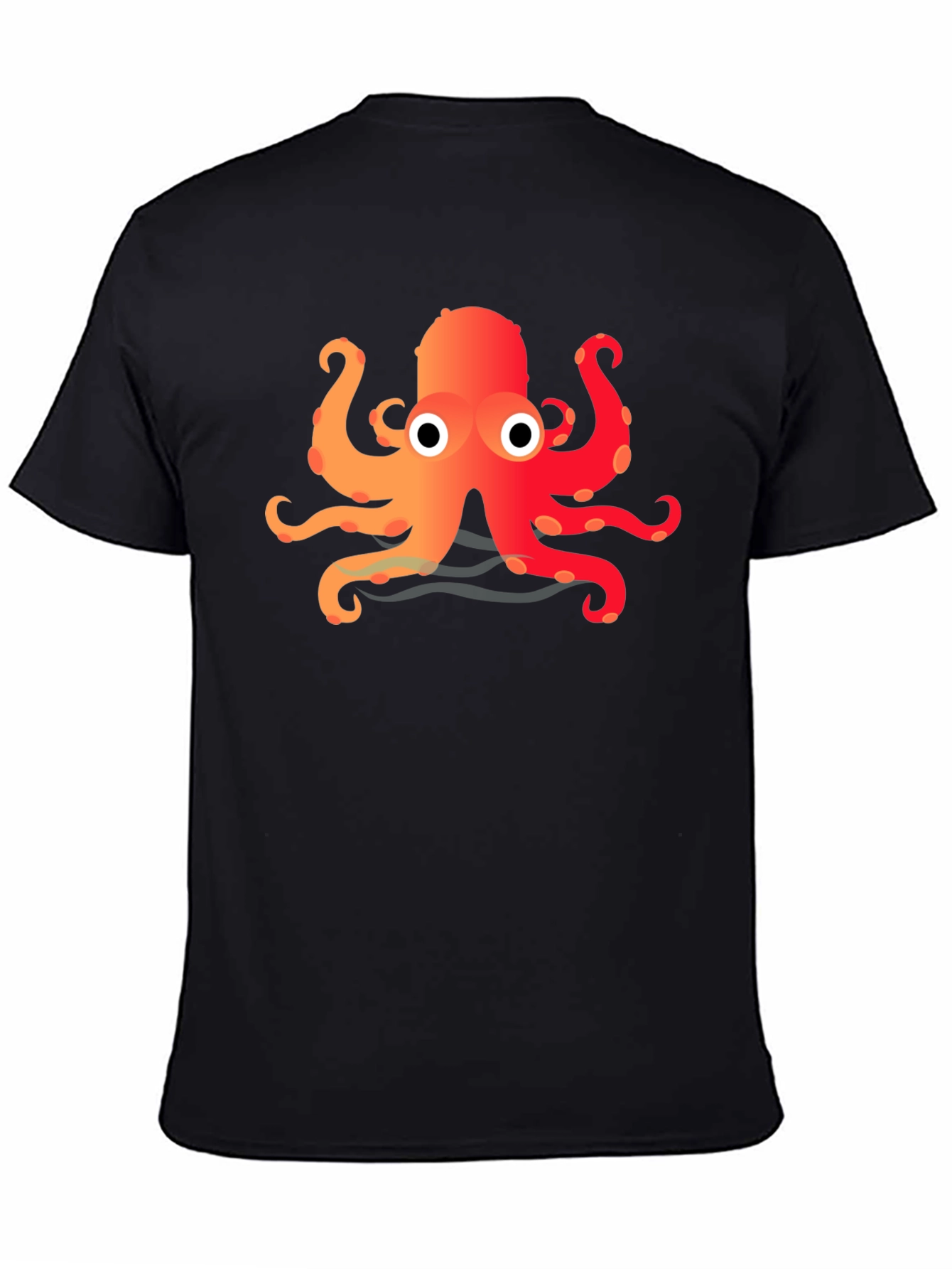 Cartoon Octopus Graphic Black T-Shirt