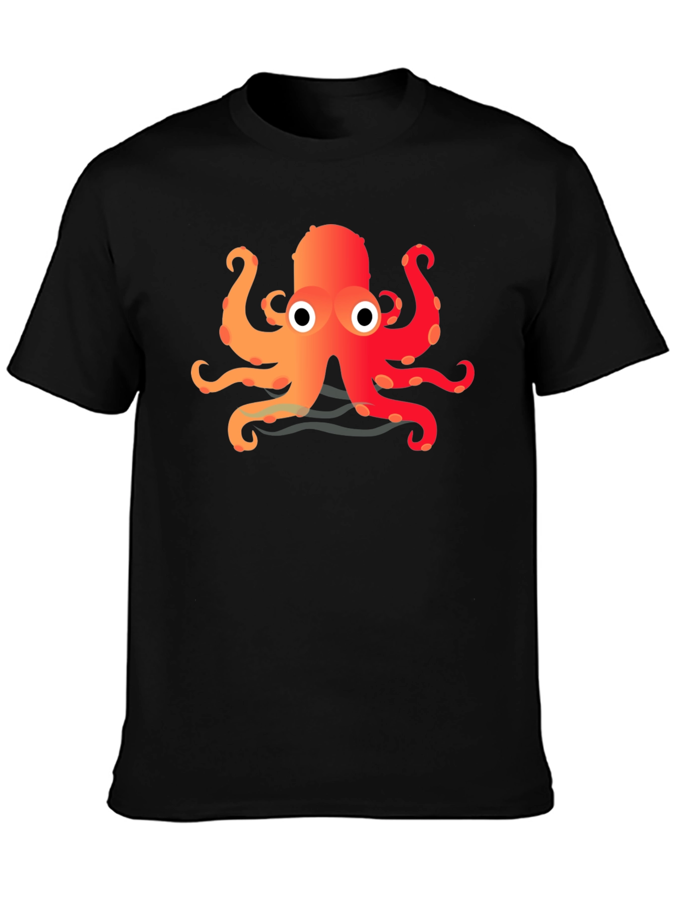 Cartoon Octopus Graphic Black T-Shirt