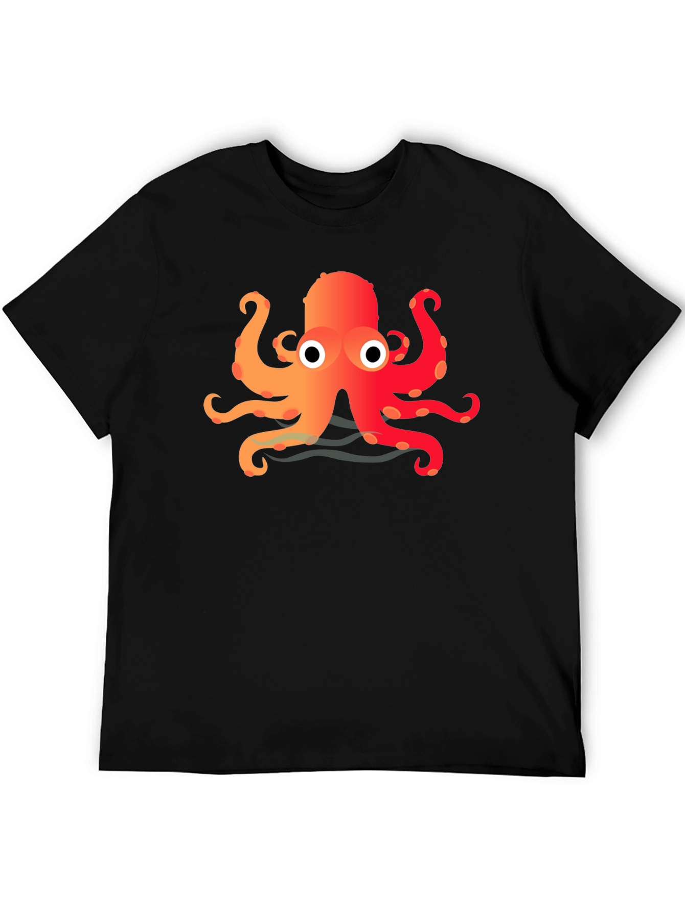 Cartoon Octopus Graphic Black T-Shirt