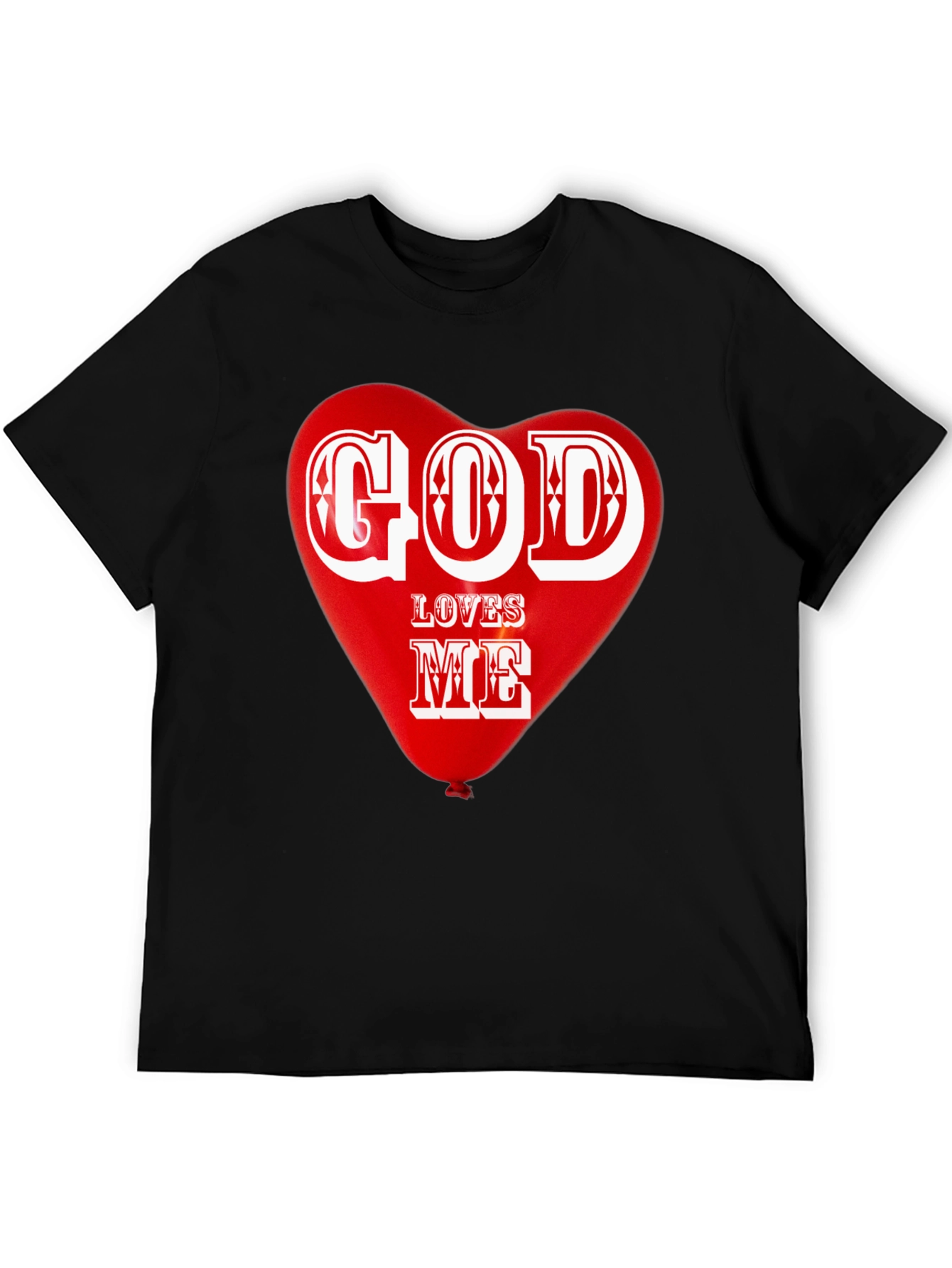 God Loves Me Graphic T-Shirt Religious Heart Design Tee