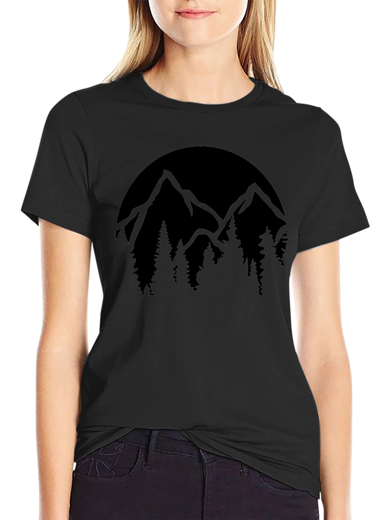 Mountain Scene Black T-Shirt