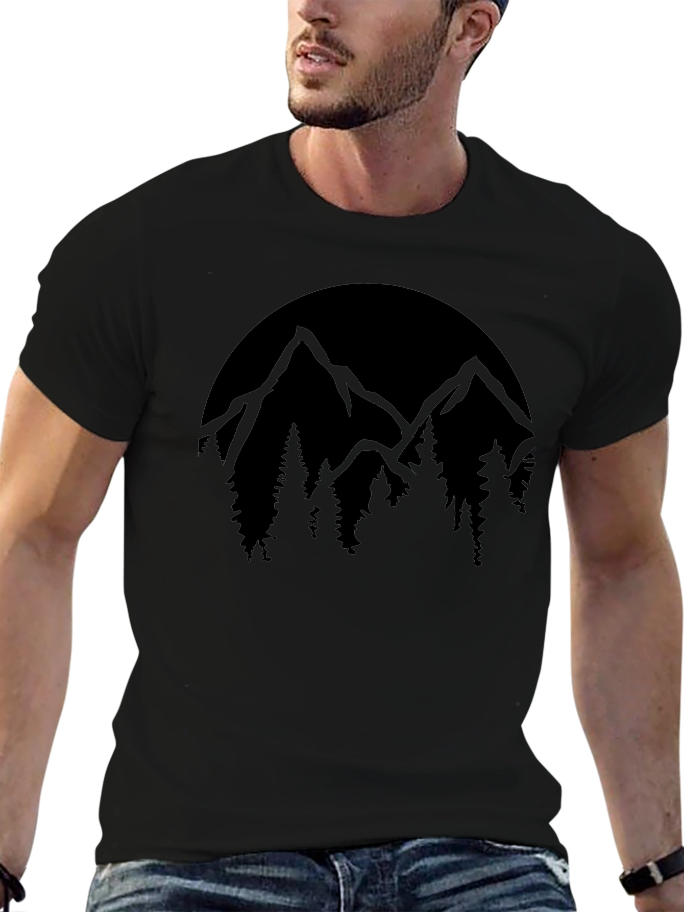 Mountain Scene Black T-Shirt
