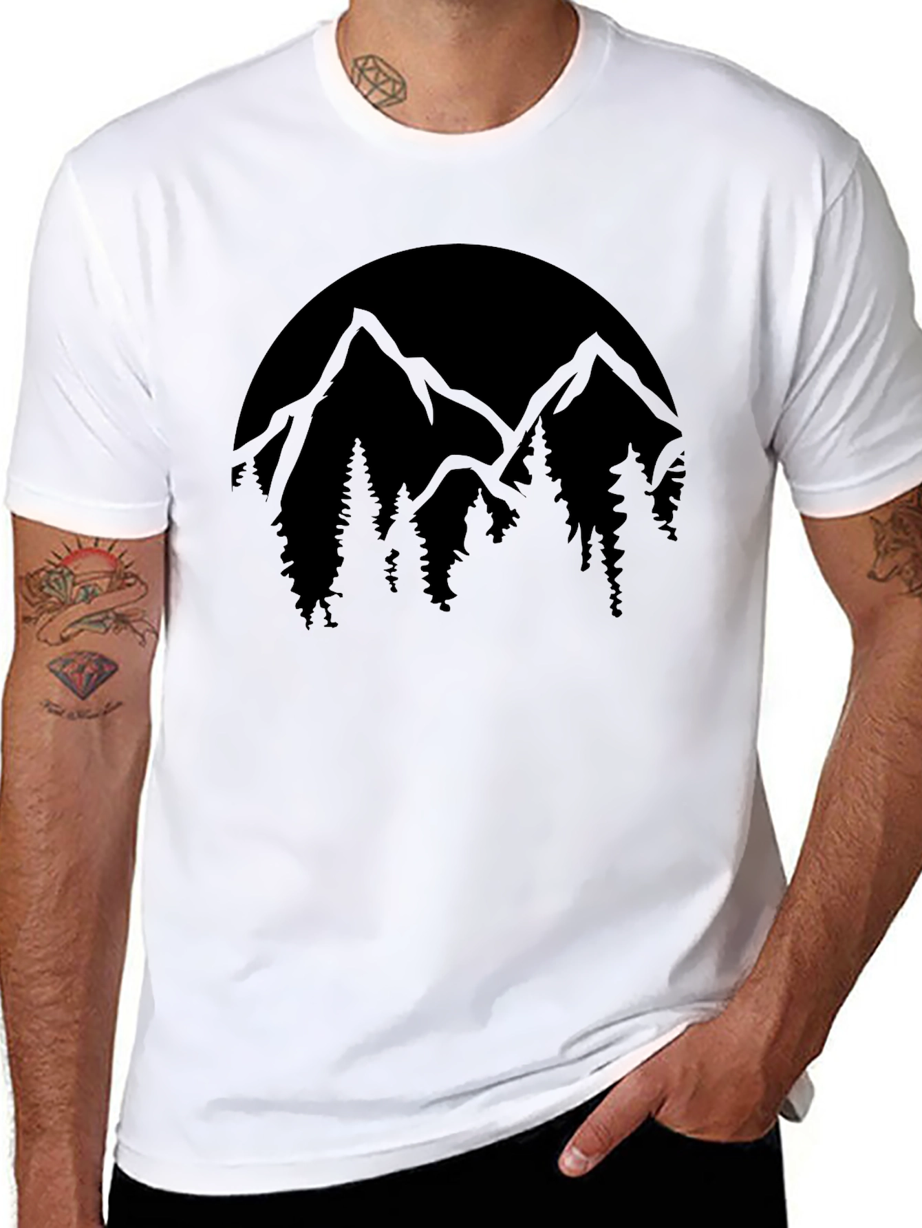 Mountain Scene Black T-Shirt