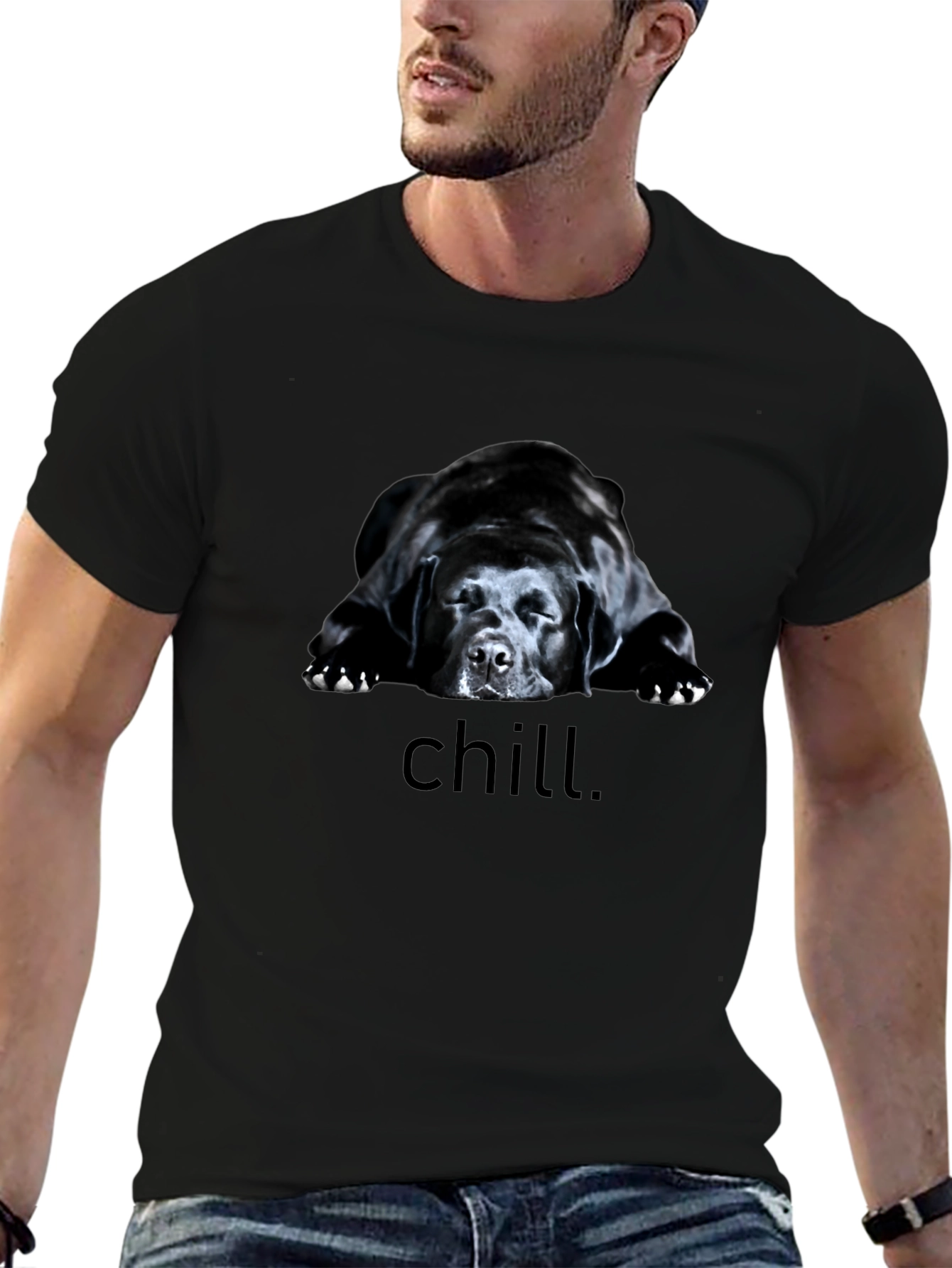 Chill Dog Graphic Tee - Black Relaxed Fit T-Shirt