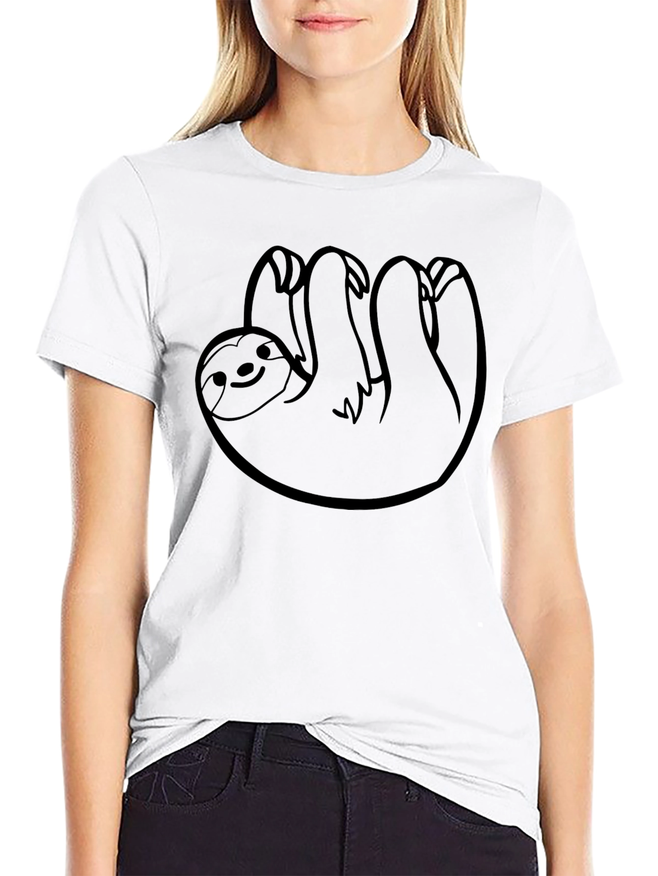 Mens Black Sloth Graphic T-Shirt