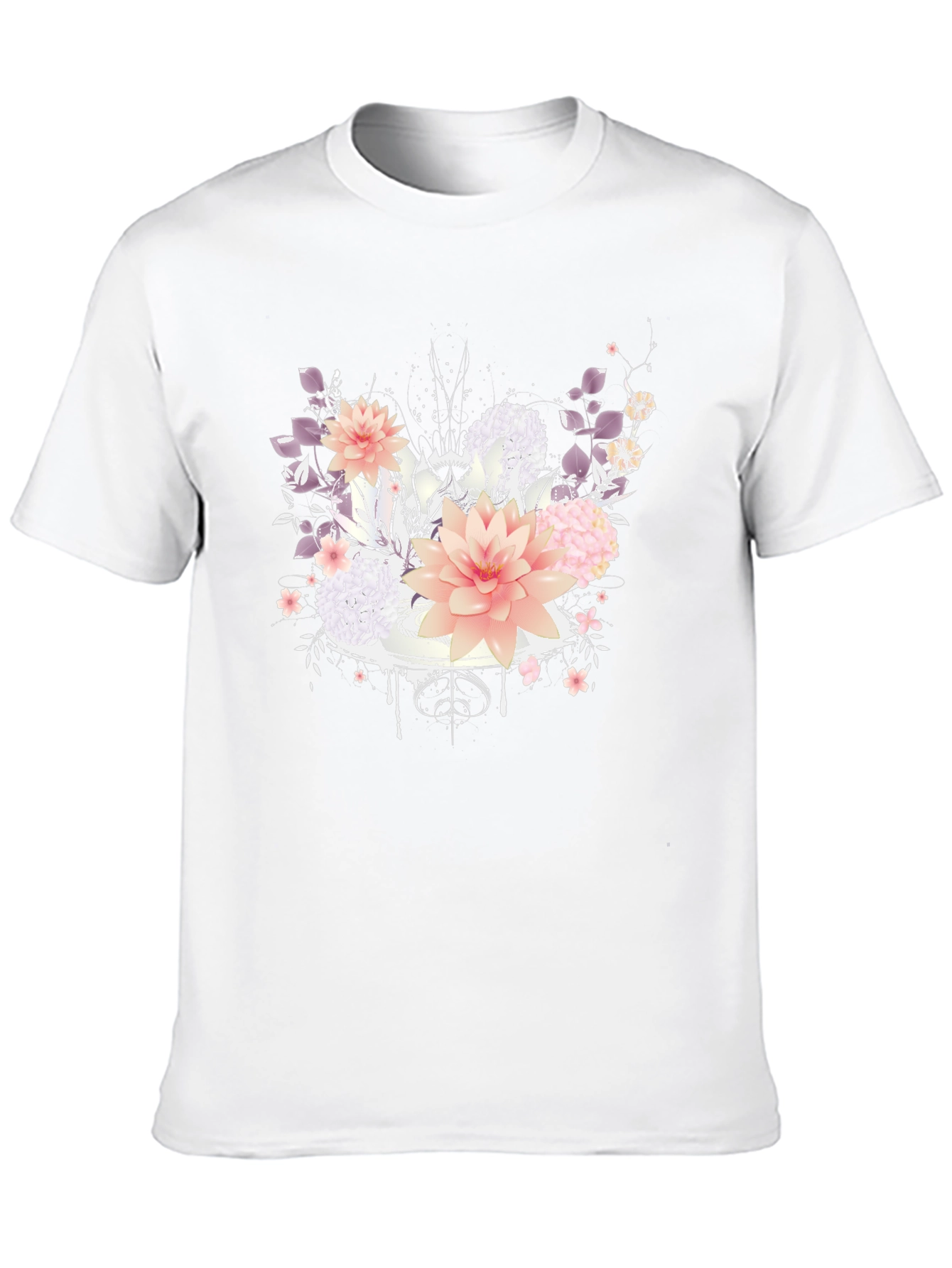 Floral Design T-Shirt - Black