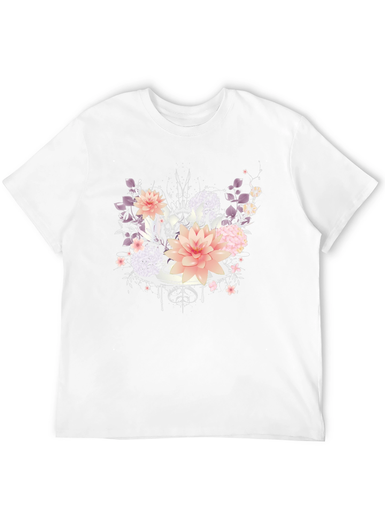 Floral Design T-Shirt - Black