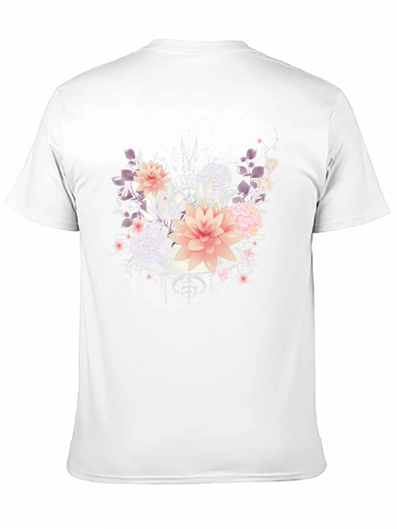 Floral Design T-Shirt - Black