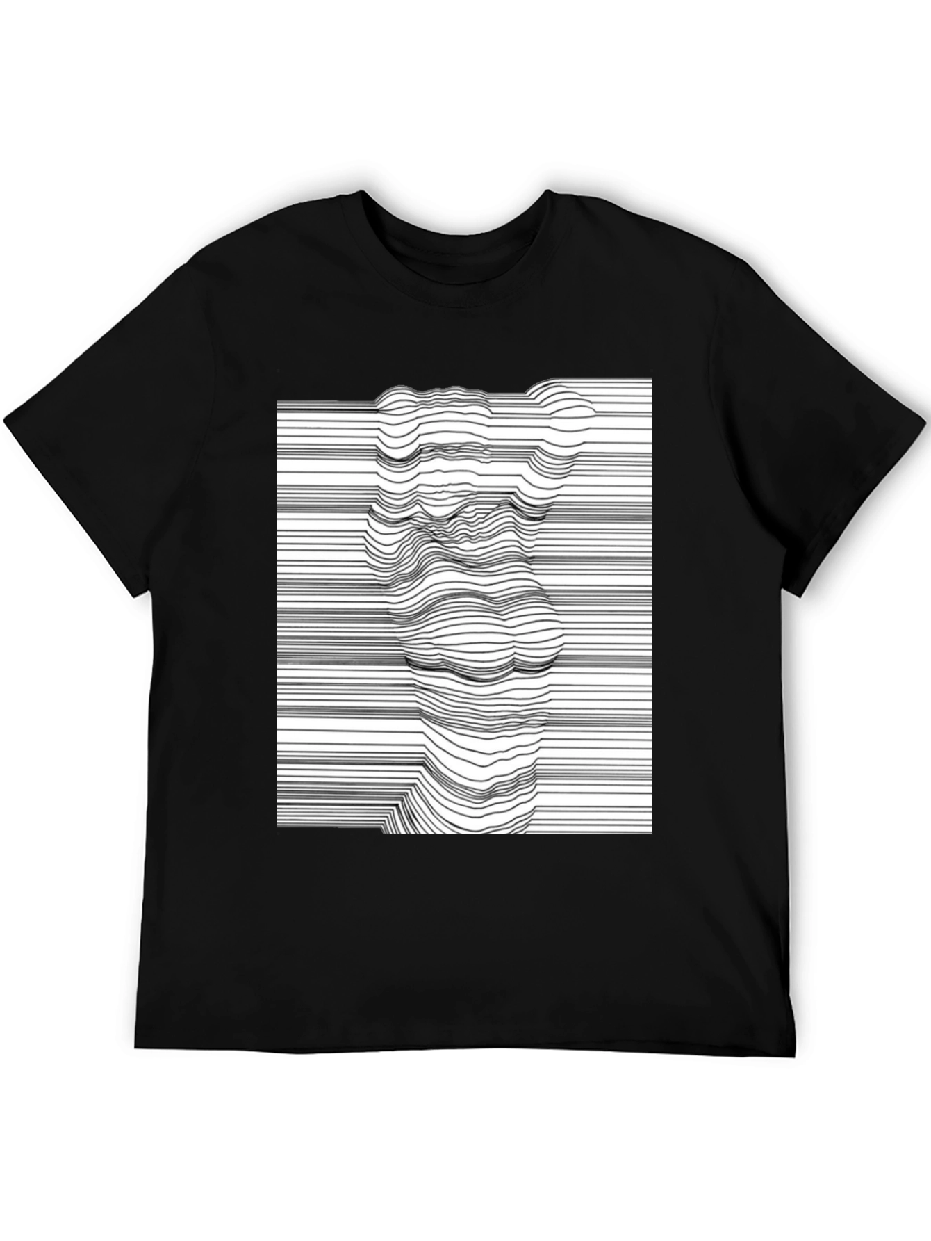 Abstract Line Art Graphic Tee - Modern Black T-Shirt