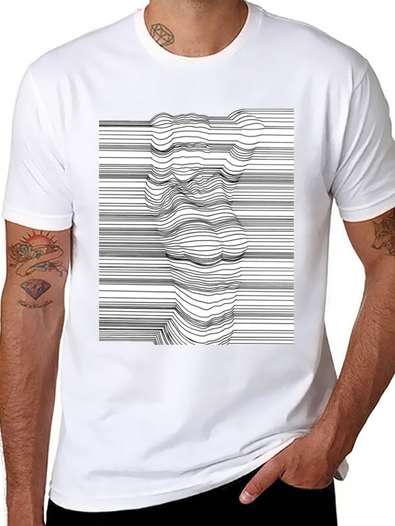 Abstract Line Art Graphic Tee - Modern Black T-Shirt