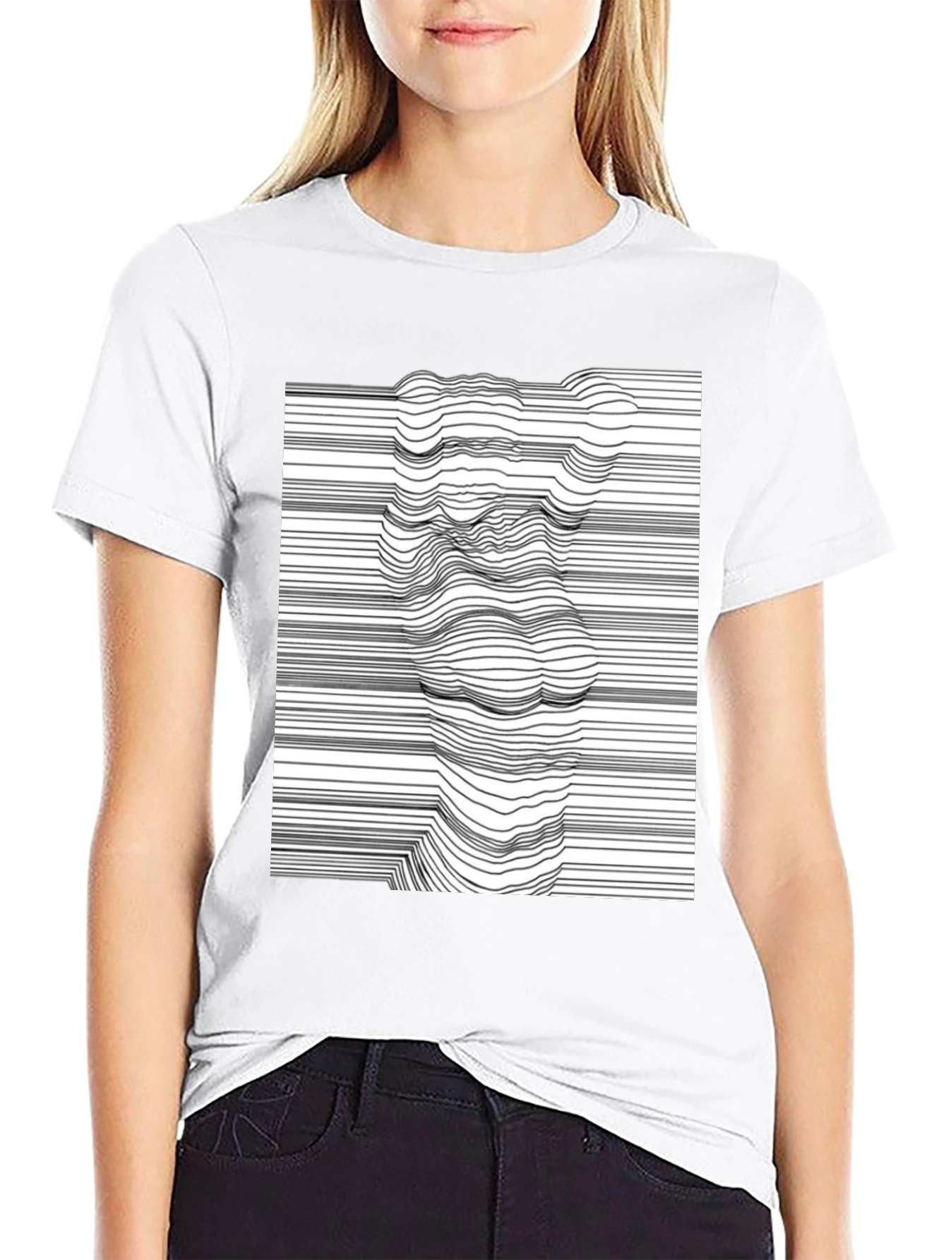 Abstract Line Art Graphic Tee - Modern Black T-Shirt