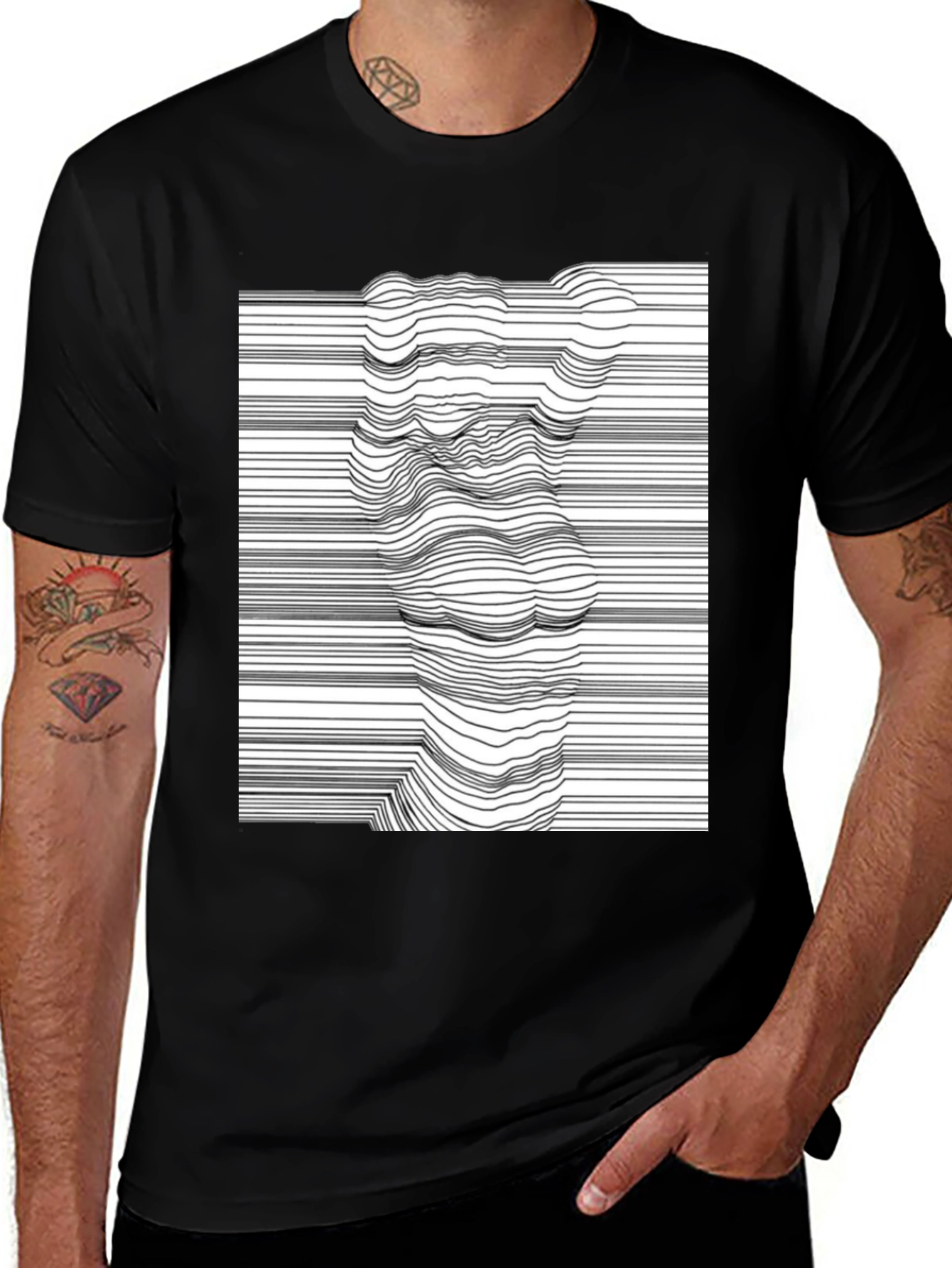 Abstract Line Art Graphic Tee - Modern Black T-Shirt