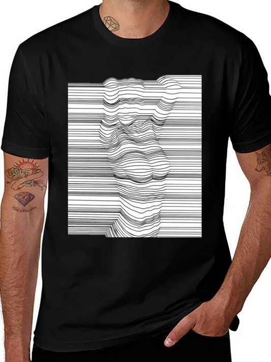 Abstract Line Art Graphic Tee - Modern Black T-Shirt