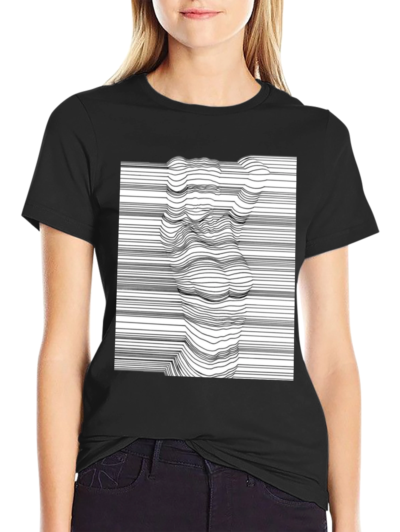 Abstract Line Art Graphic Tee - Modern Black T-Shirt