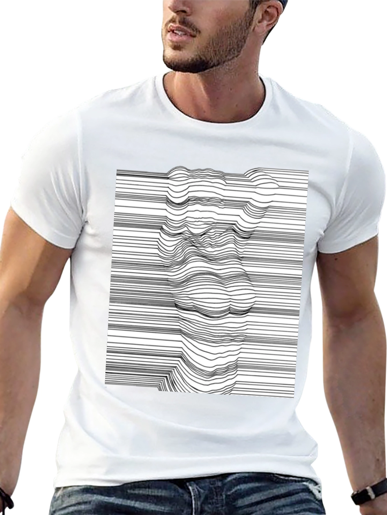 Abstract Line Art Graphic Tee - Modern Black T-Shirt