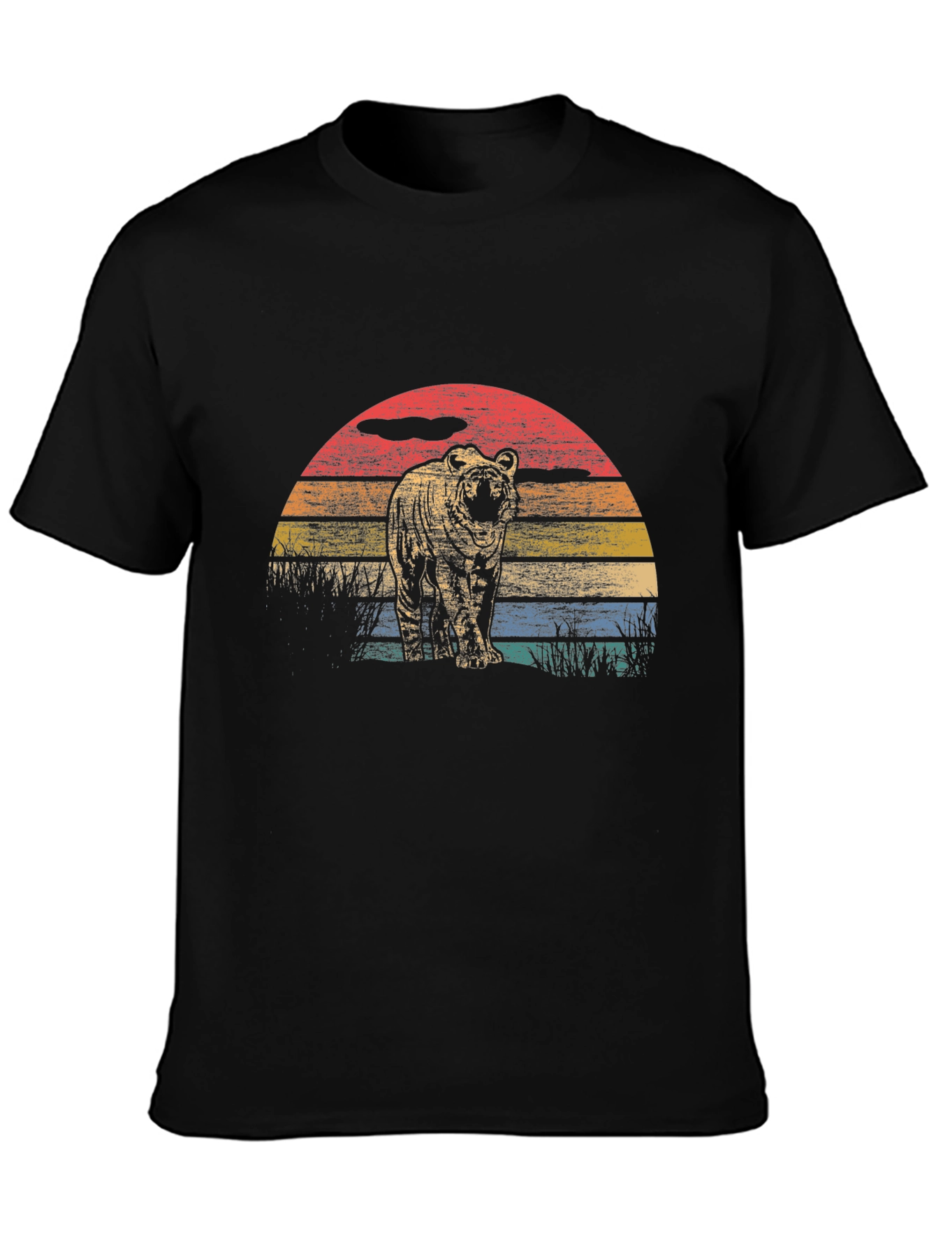 Retro Tiger Sunset Graphic T-Shirt