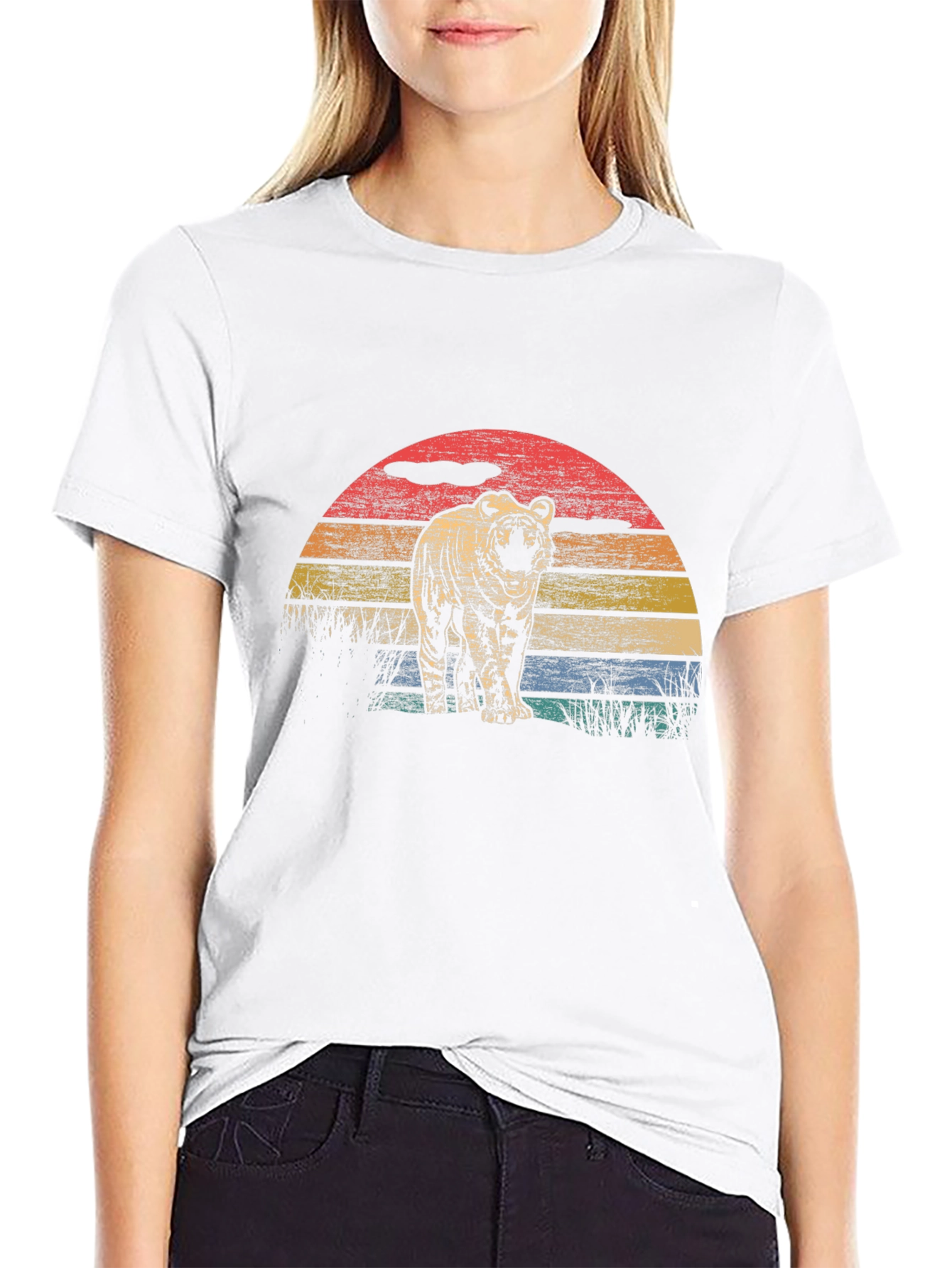 Retro Tiger Sunset Graphic T-Shirt