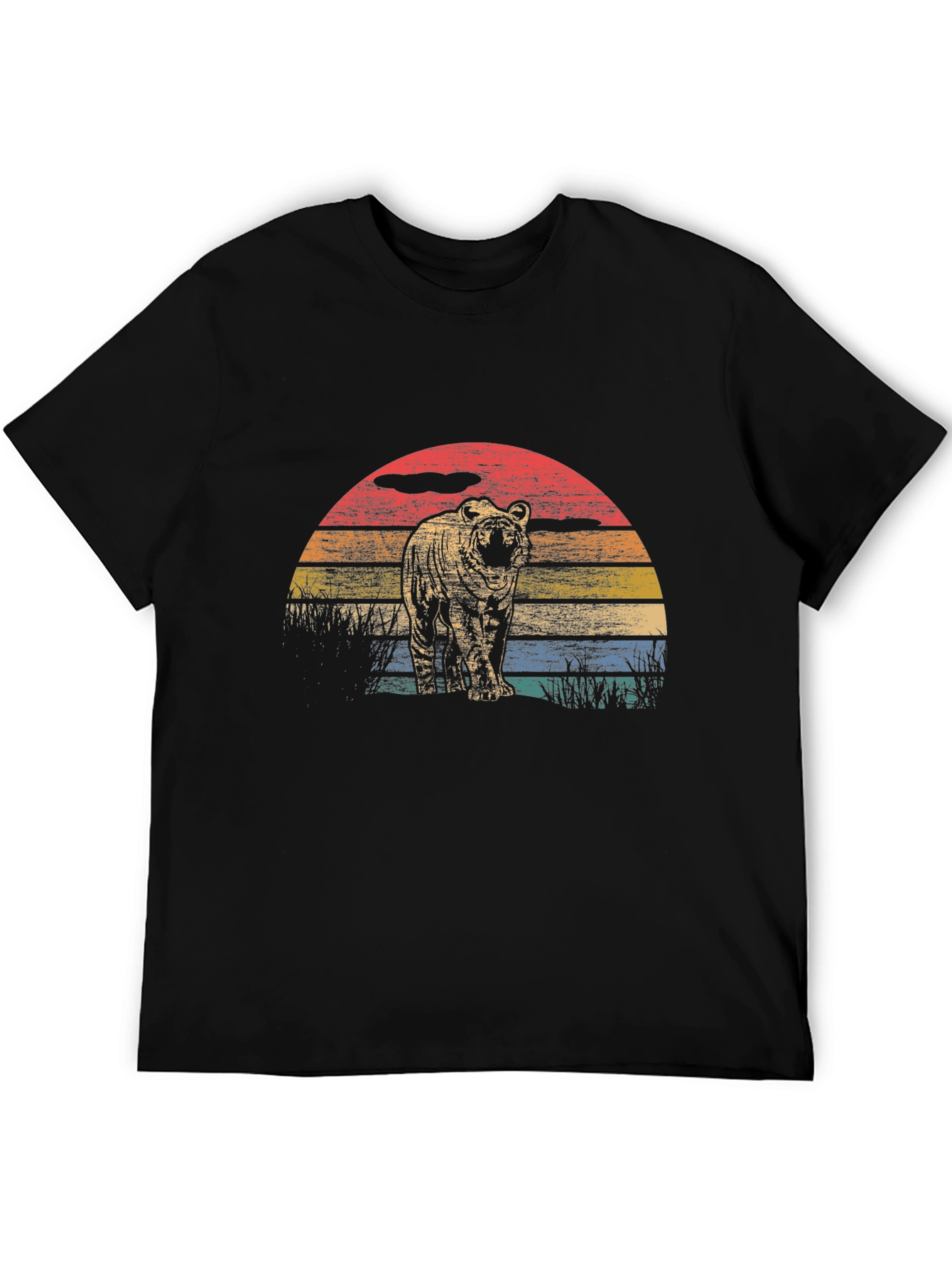 Retro Tiger Sunset Graphic T-Shirt