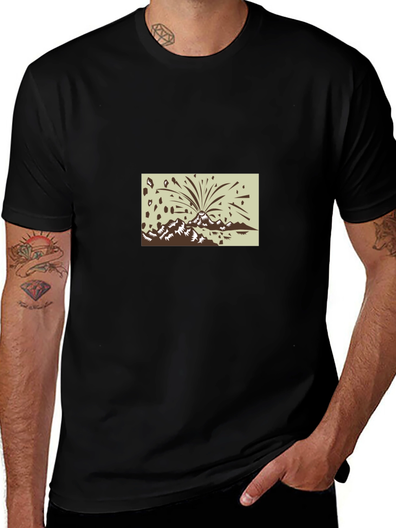 Mountain Fireworks Graphic Black T-Shirt
