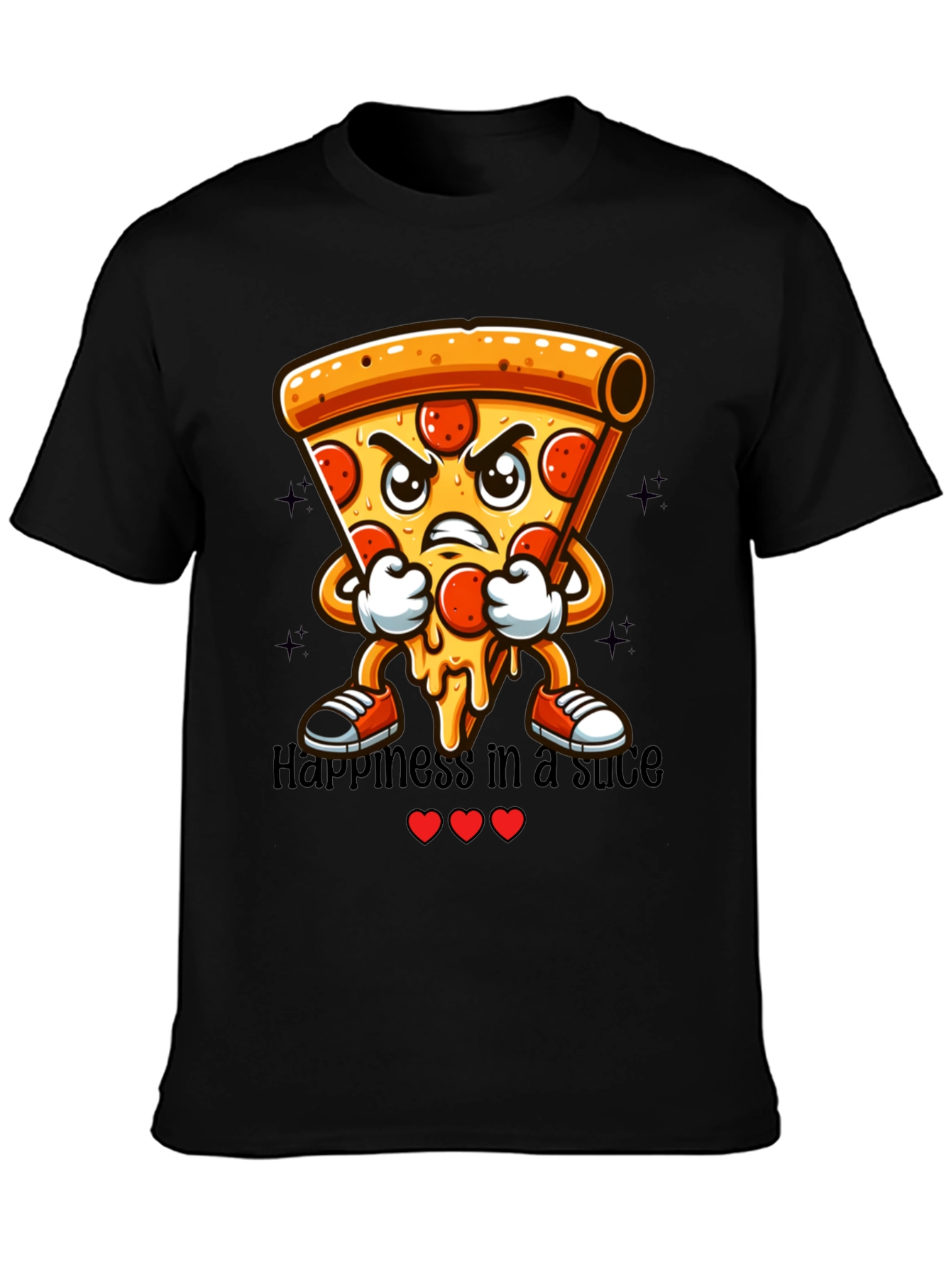 Pizza Slice Cartoon Graphic T-Shirt