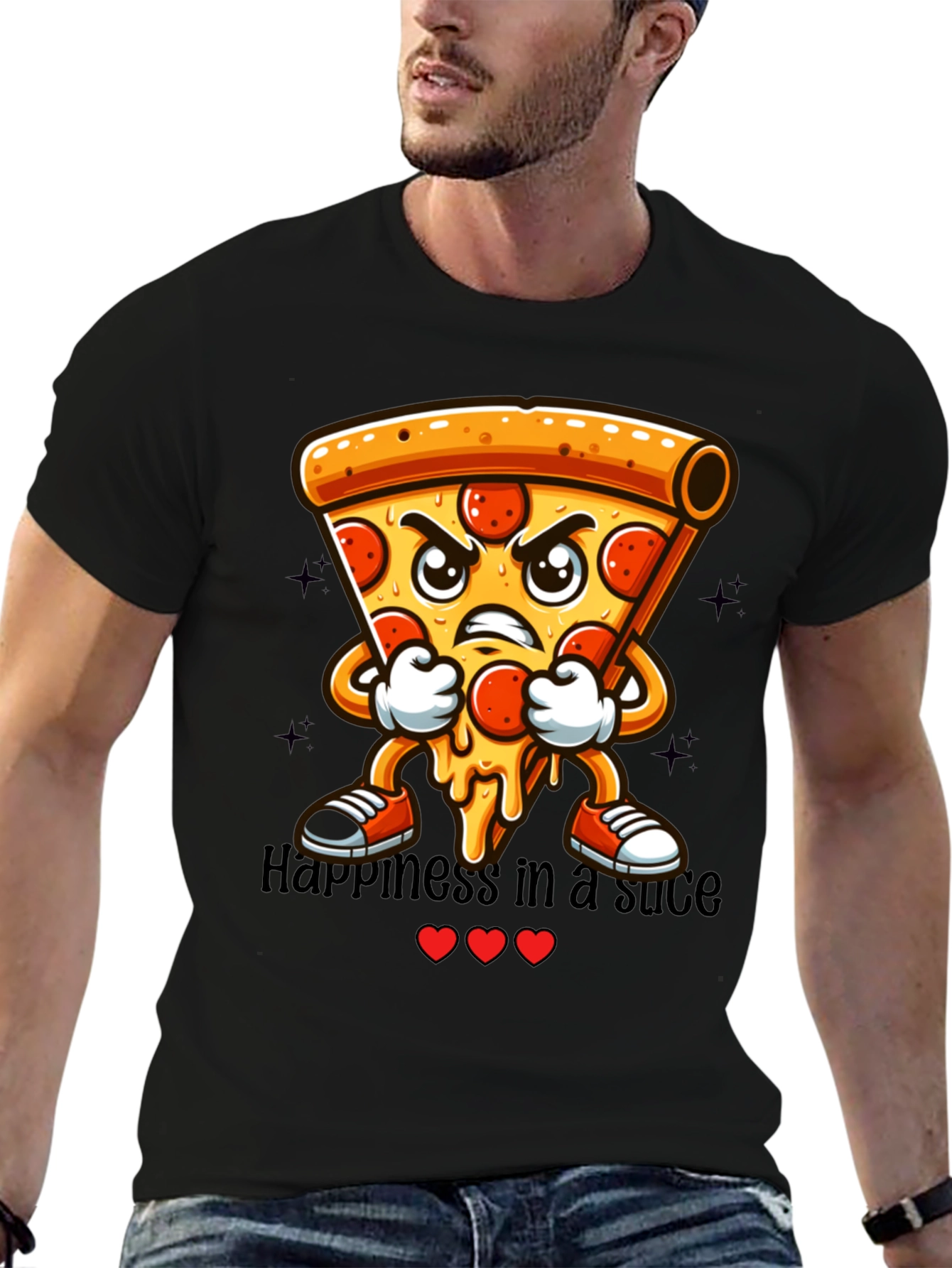 Pizza Slice Cartoon Graphic T-Shirt