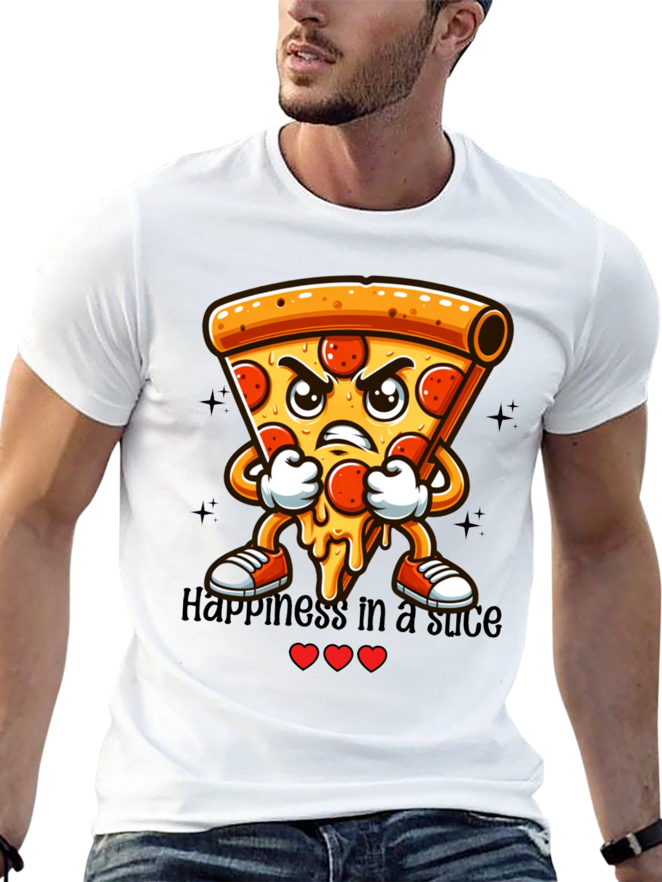 Pizza Slice Cartoon Graphic T-Shirt