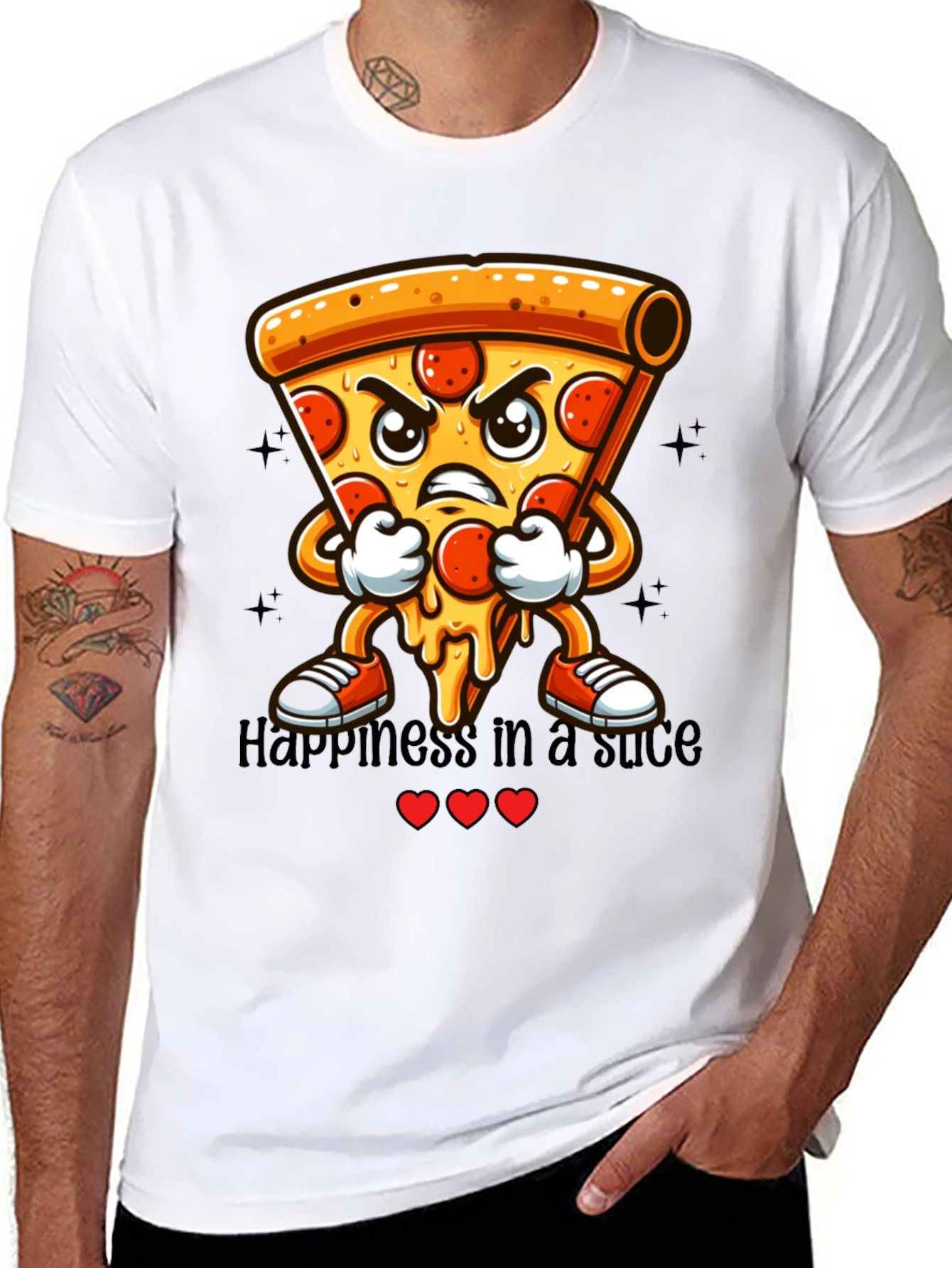 Pizza Slice Cartoon Graphic T-Shirt