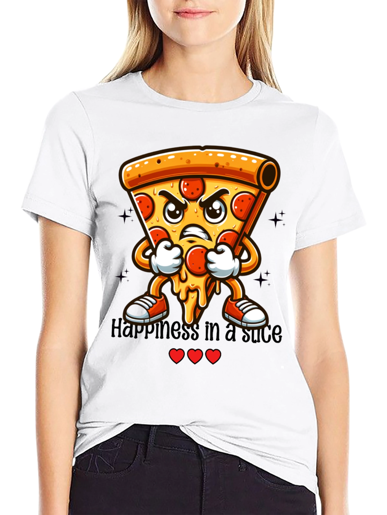 Pizza Slice Cartoon Graphic T-Shirt