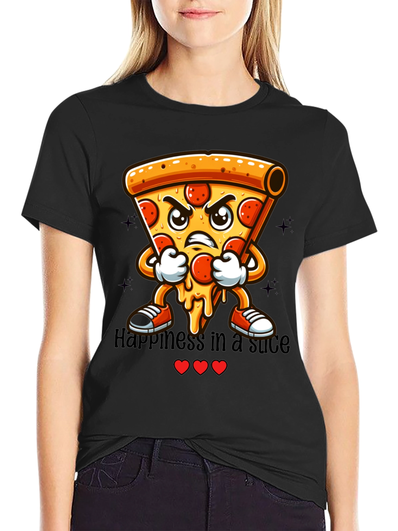 Pizza Slice Cartoon Graphic T-Shirt