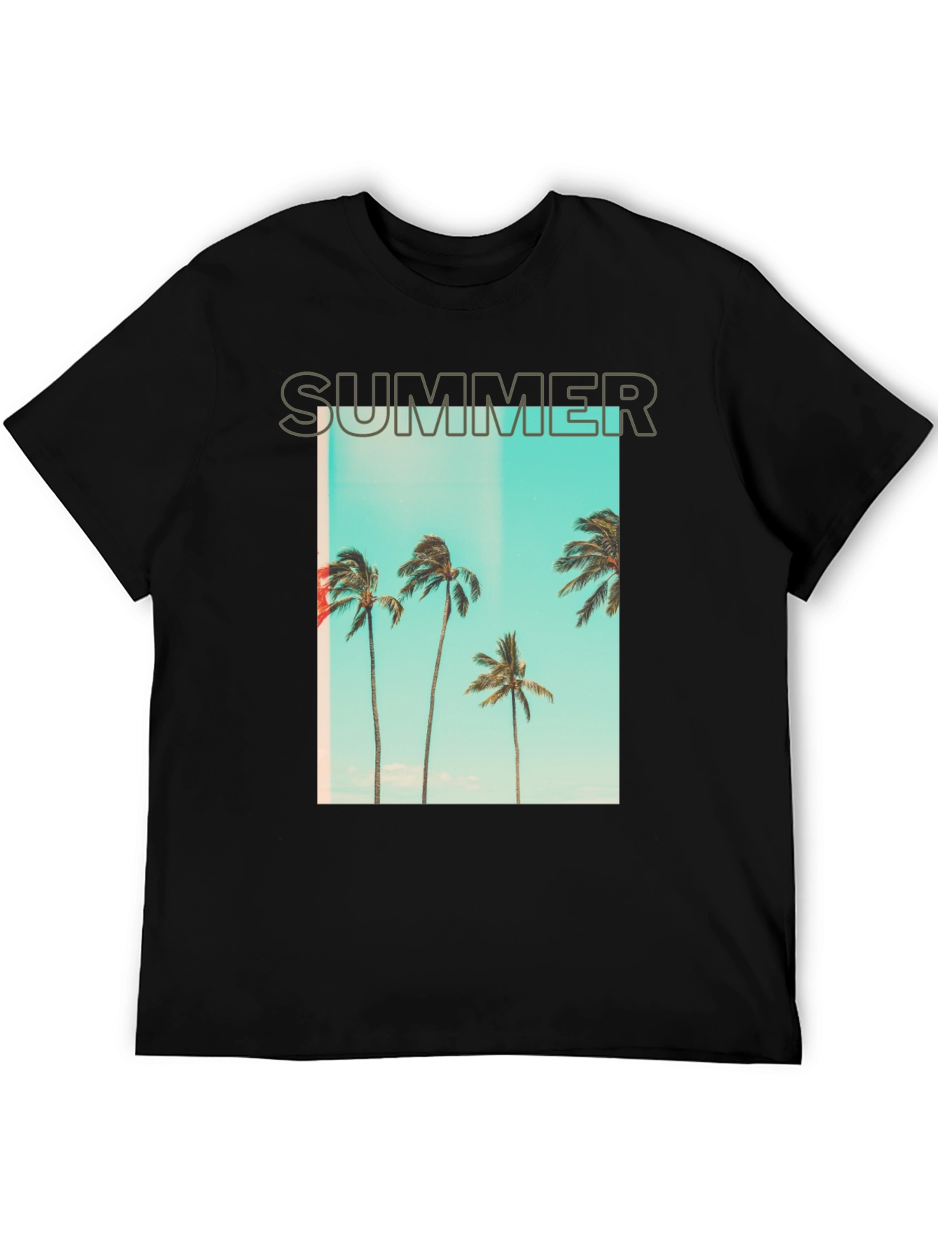 Summer Palm Tree Graphic T-Shirt - Black