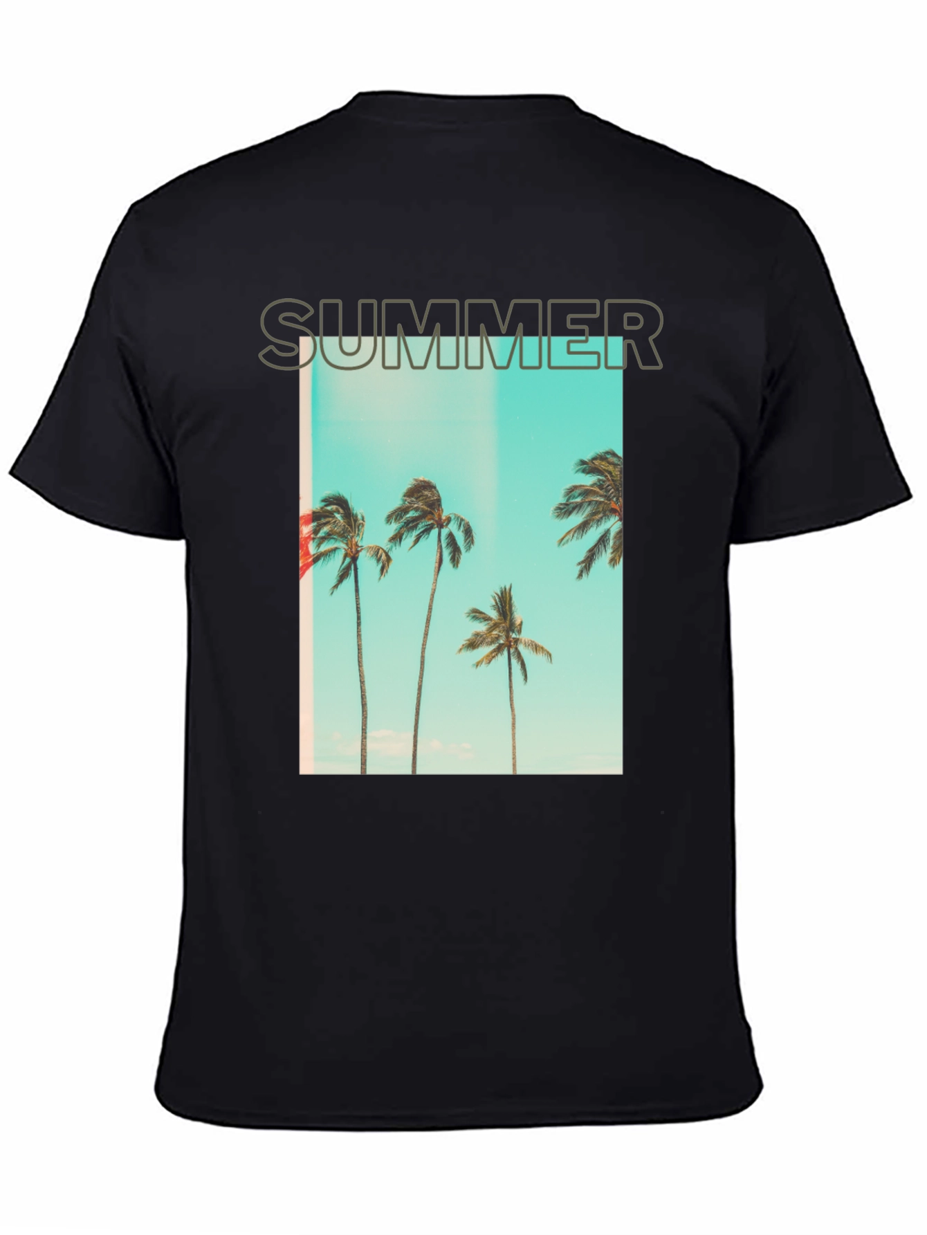 Summer Palm Tree Graphic T-Shirt - Black