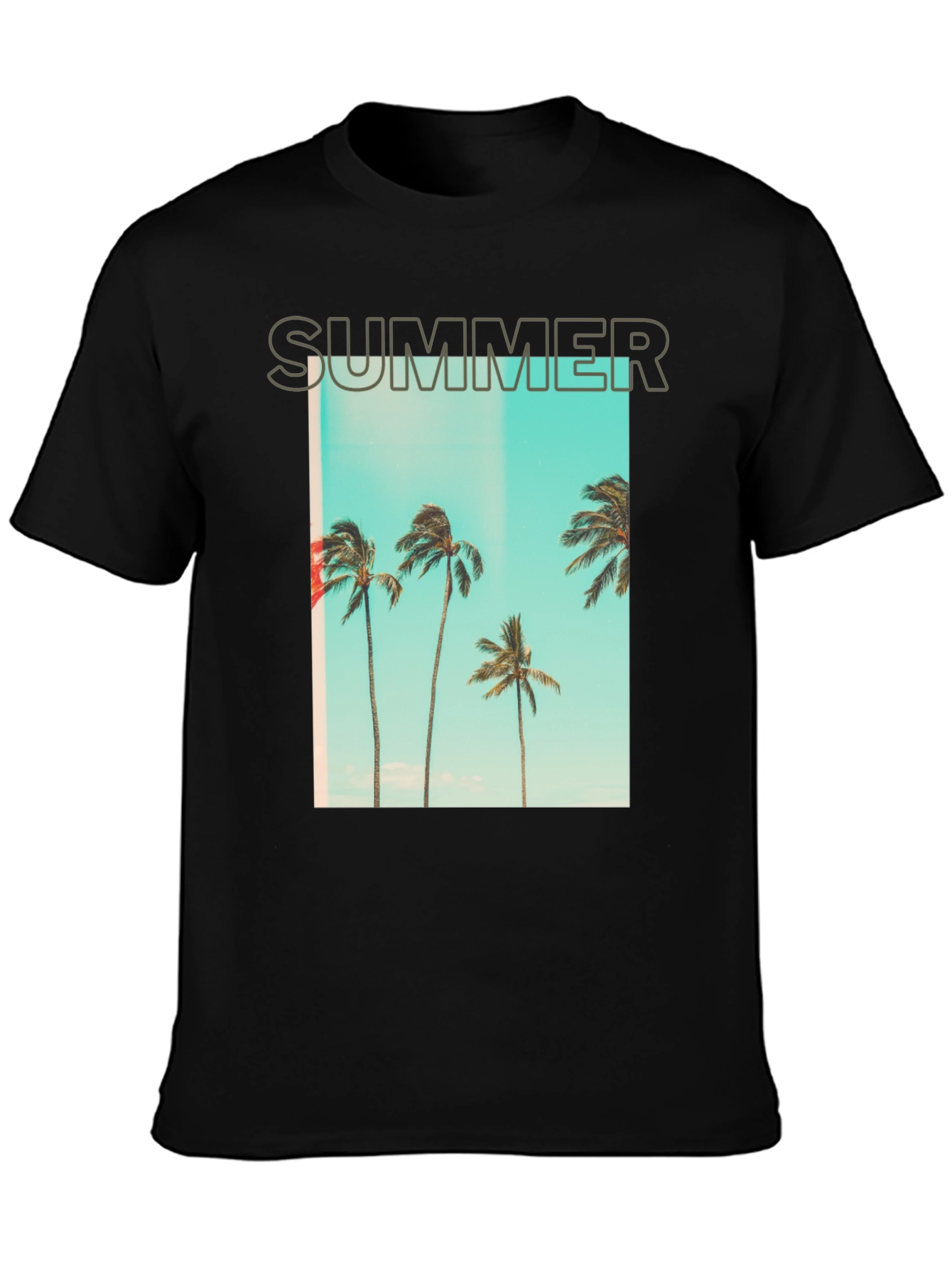 Summer Palm Tree Graphic T-Shirt - Black