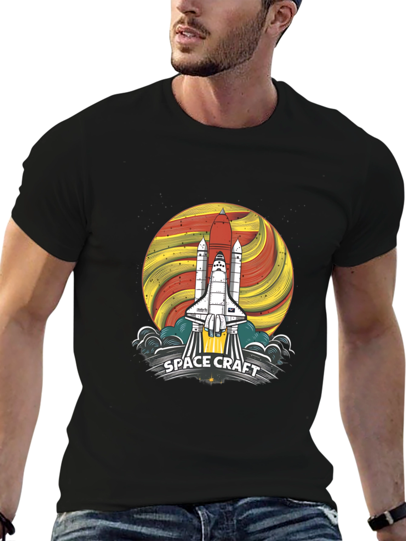 Space Craft Graphic Tee - Rocket Launch Design