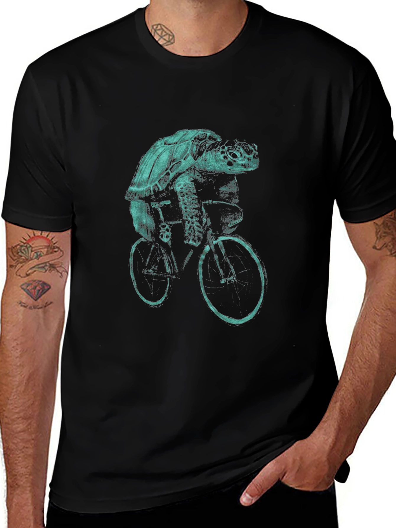 Turtle Riding Bike Graphic T-Shirt