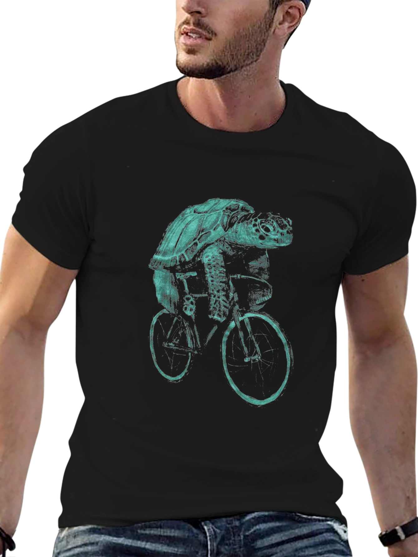 Turtle Riding Bike Graphic T-Shirt