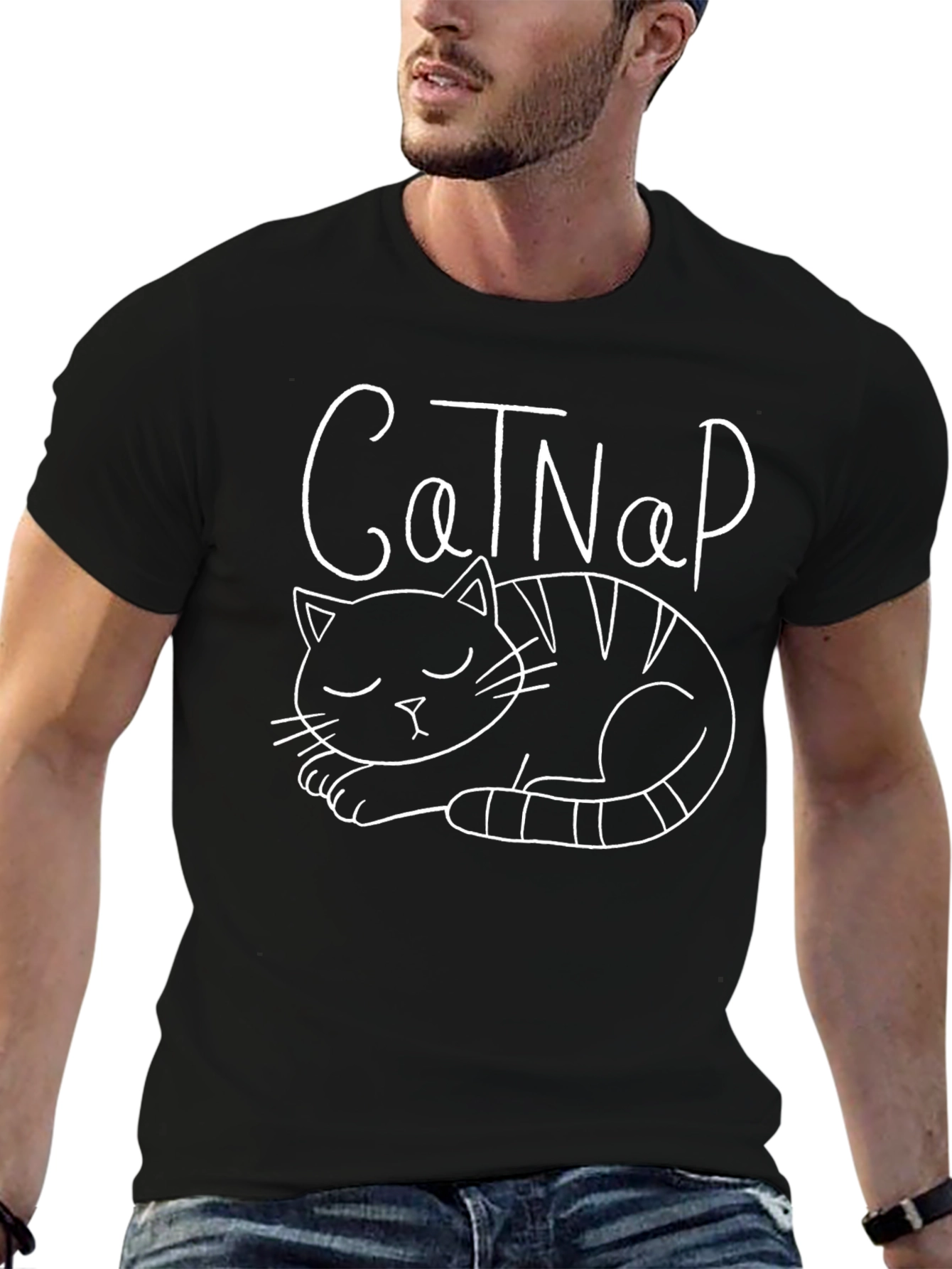 Cat Nap T-Shirt - Unisex Black Tee