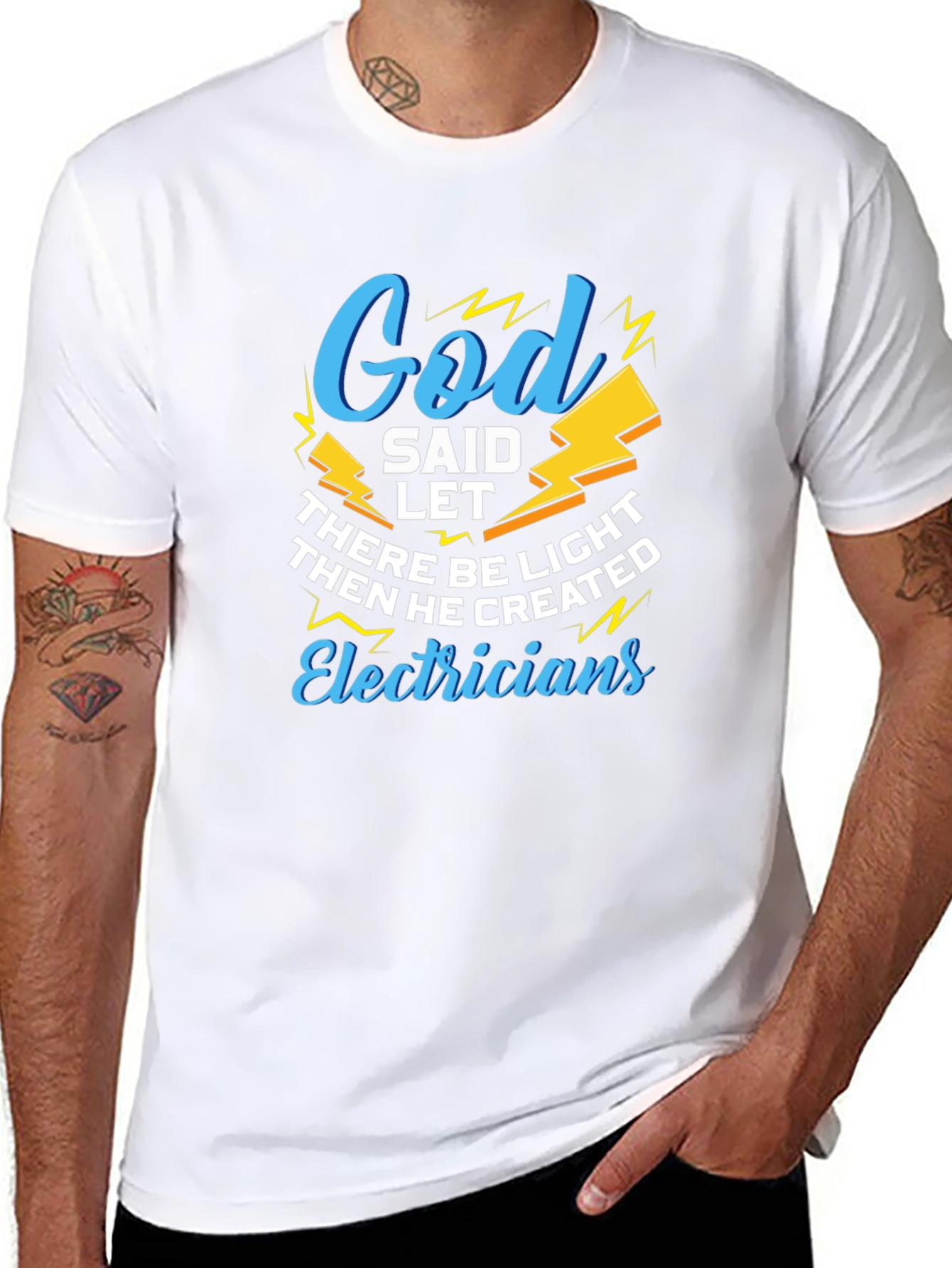 God Said Let There Be Light Electricians T-Shirt