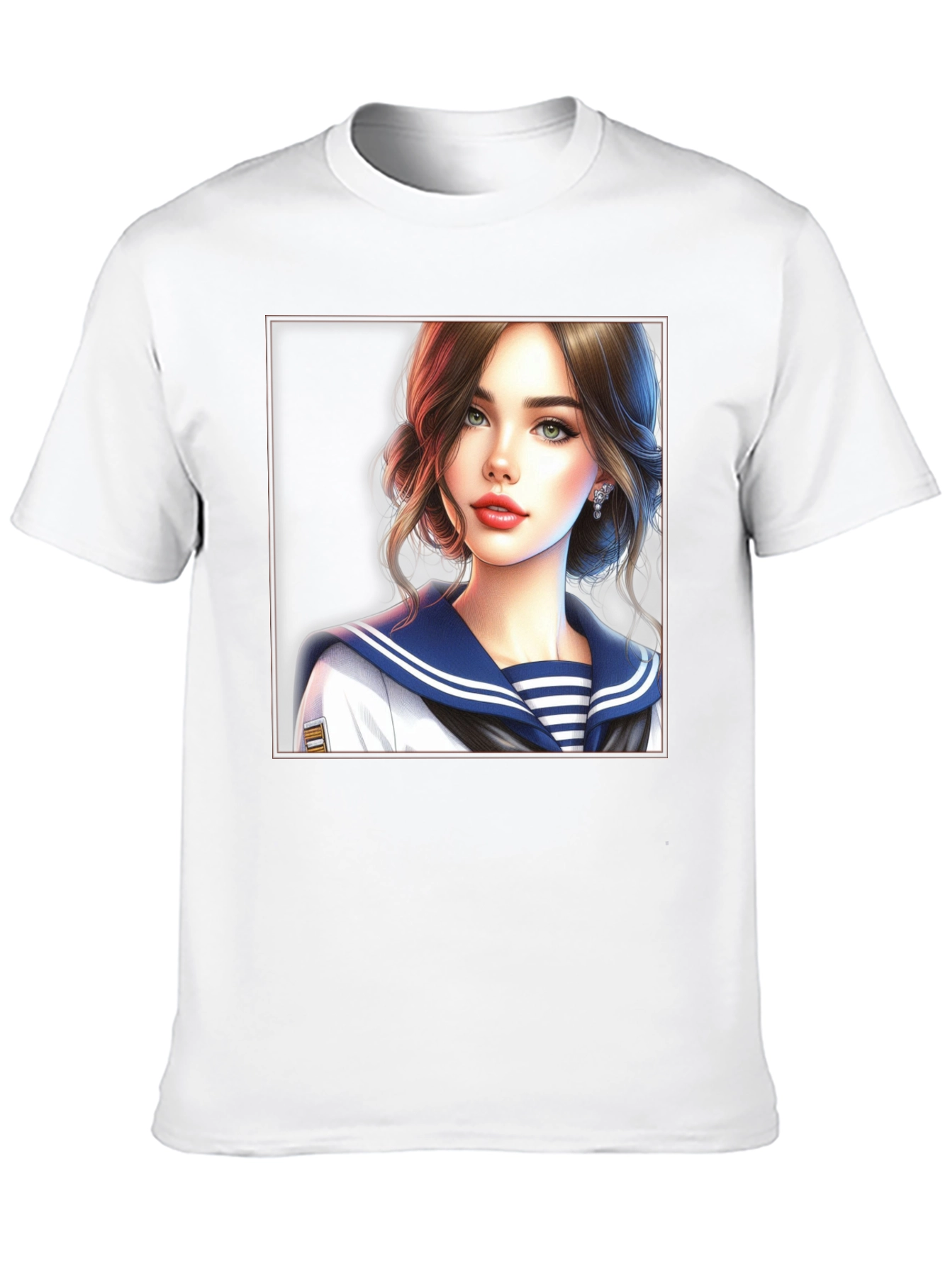 Anime Girl Sailor Outfit Black T-Shirt