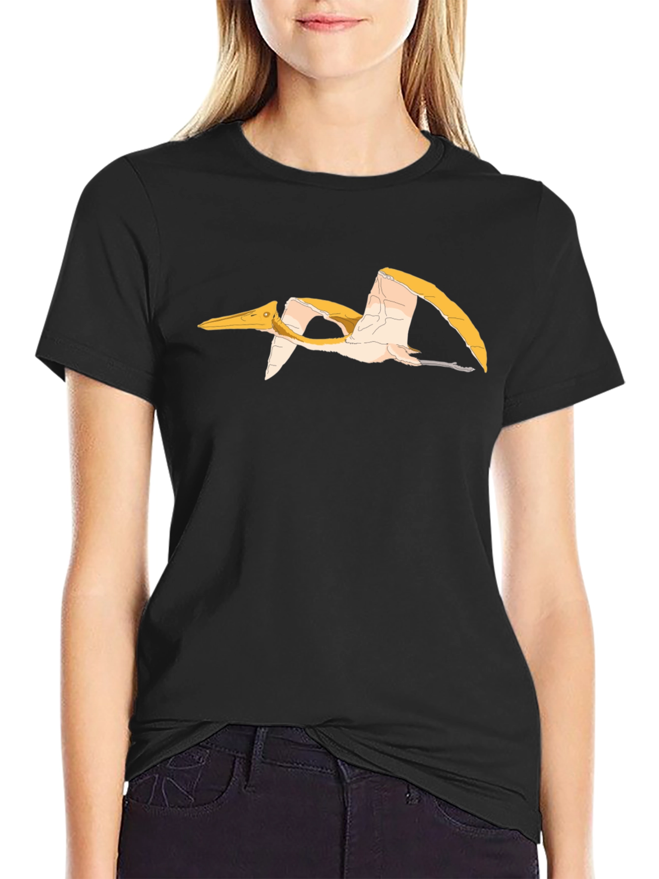 Pterodactyl Graphic Tee - Black Cotton T-Shirt