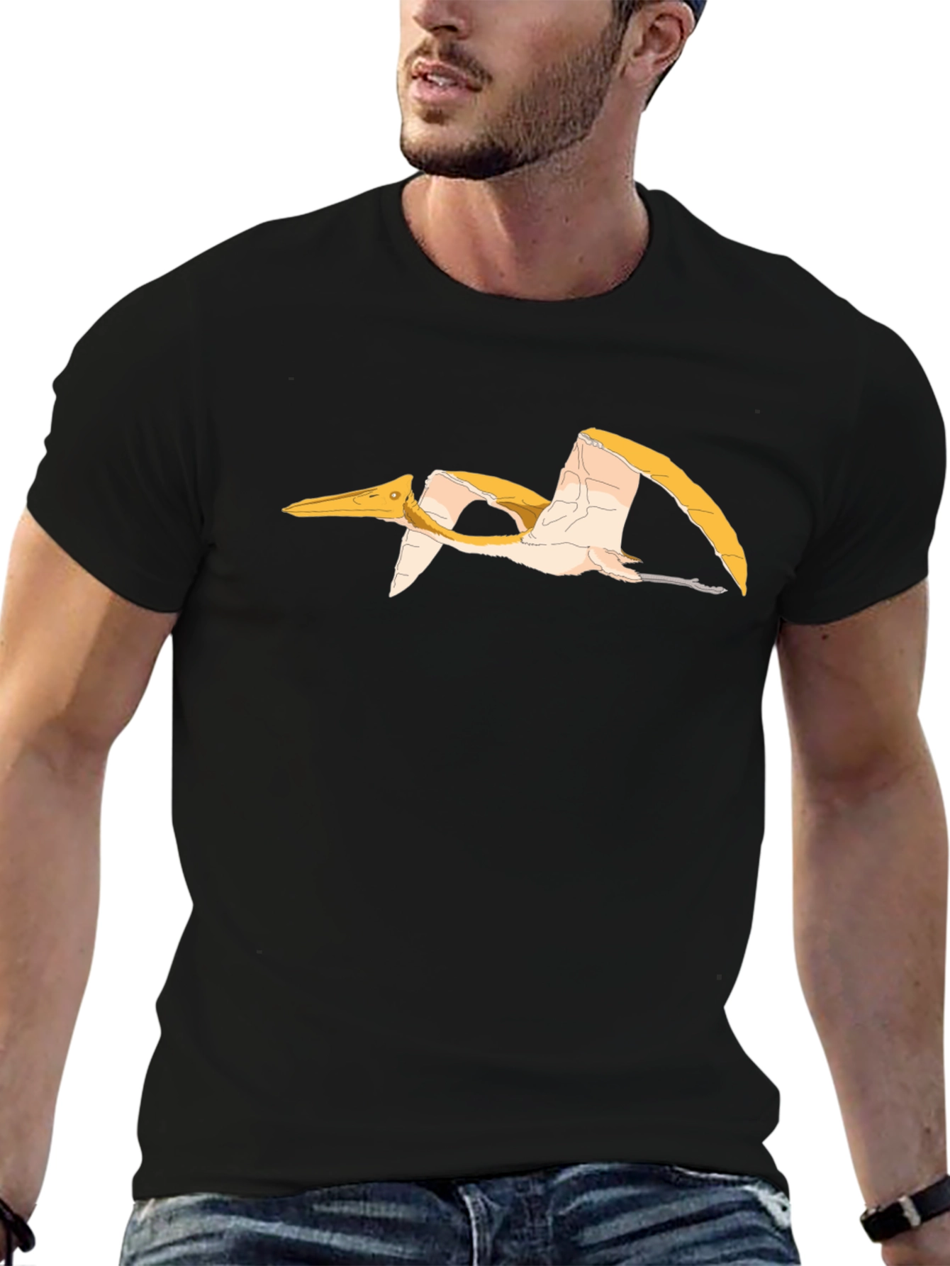 Pterodactyl Graphic Tee - Black Cotton T-Shirt