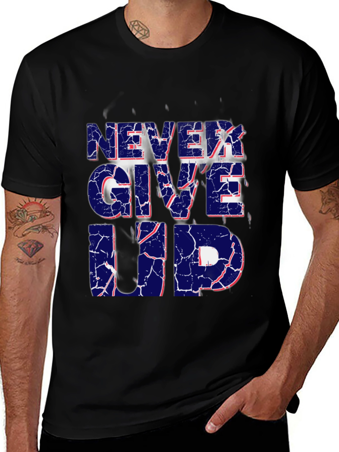 Never Give Up Graphic Print T-Shirt