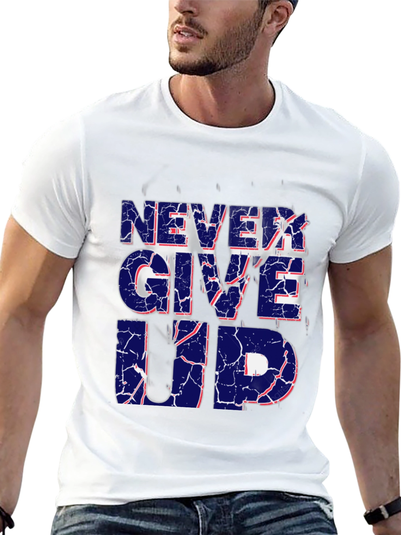 Never Give Up Graphic Print T-Shirt