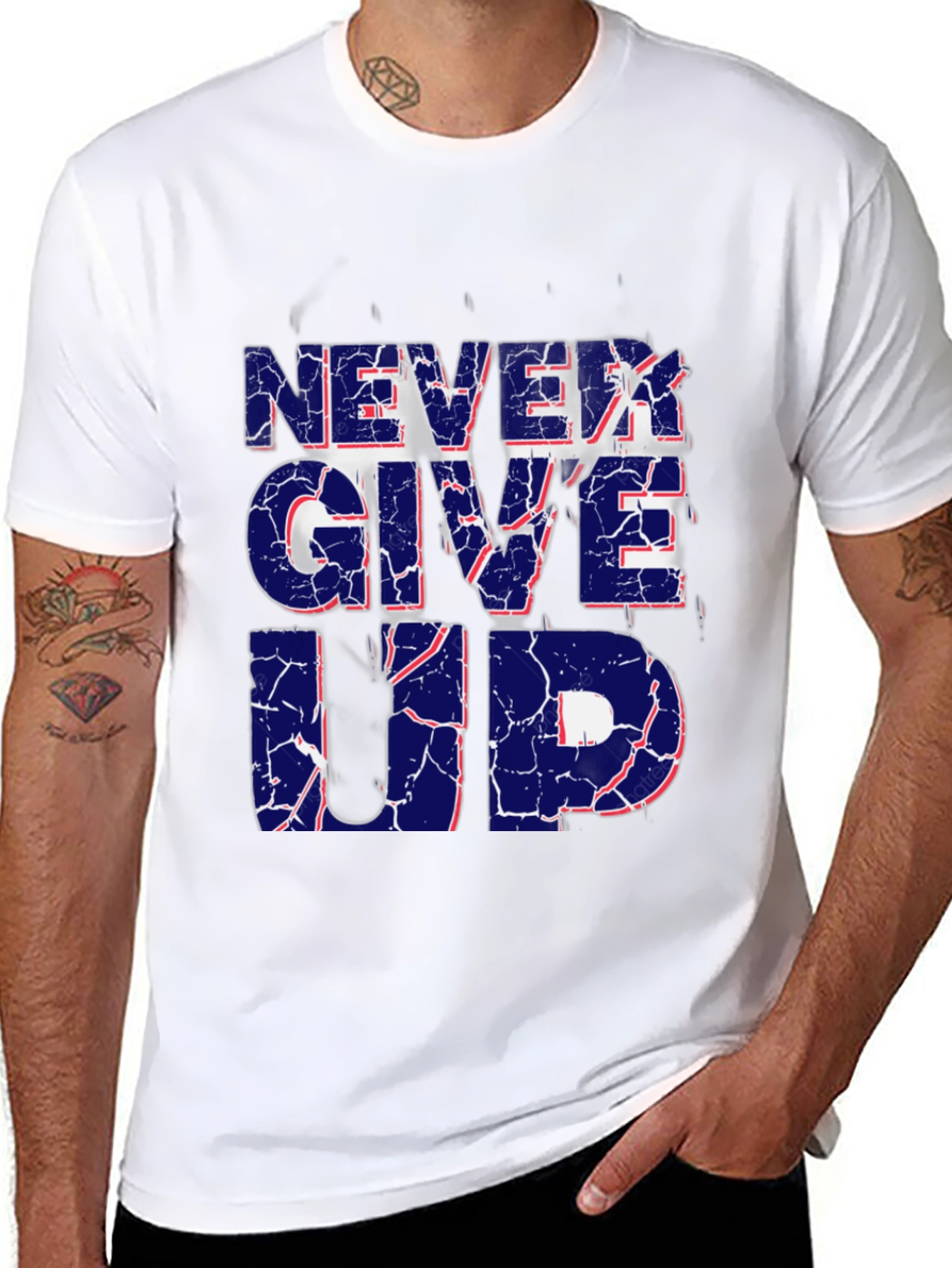 Never Give Up Graphic Print T-Shirt